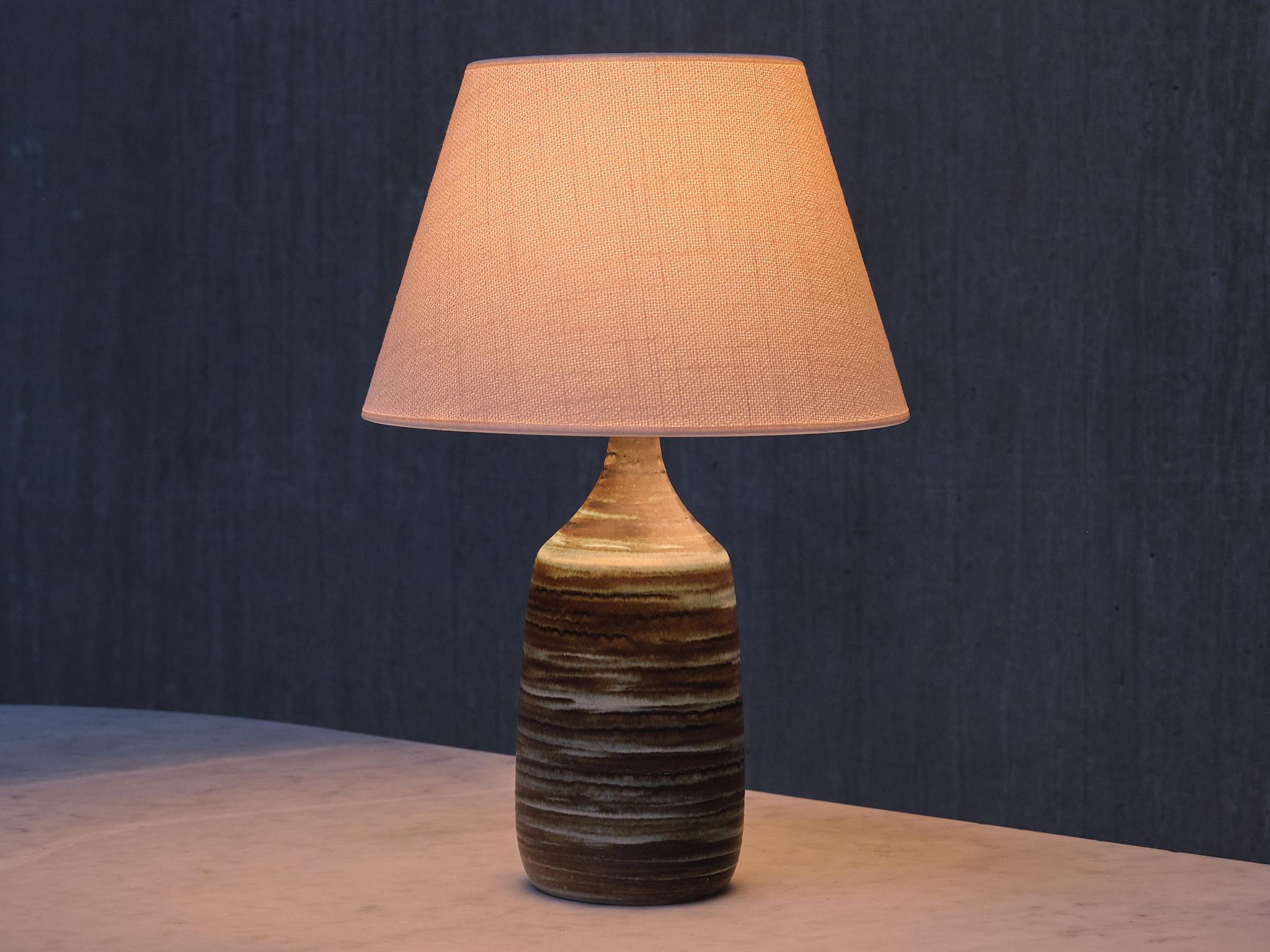 Gunnar Borg Grün und Teal gestreifte Keramik-Tischlampe, Schweden, 1960er Jahre im Angebot 3