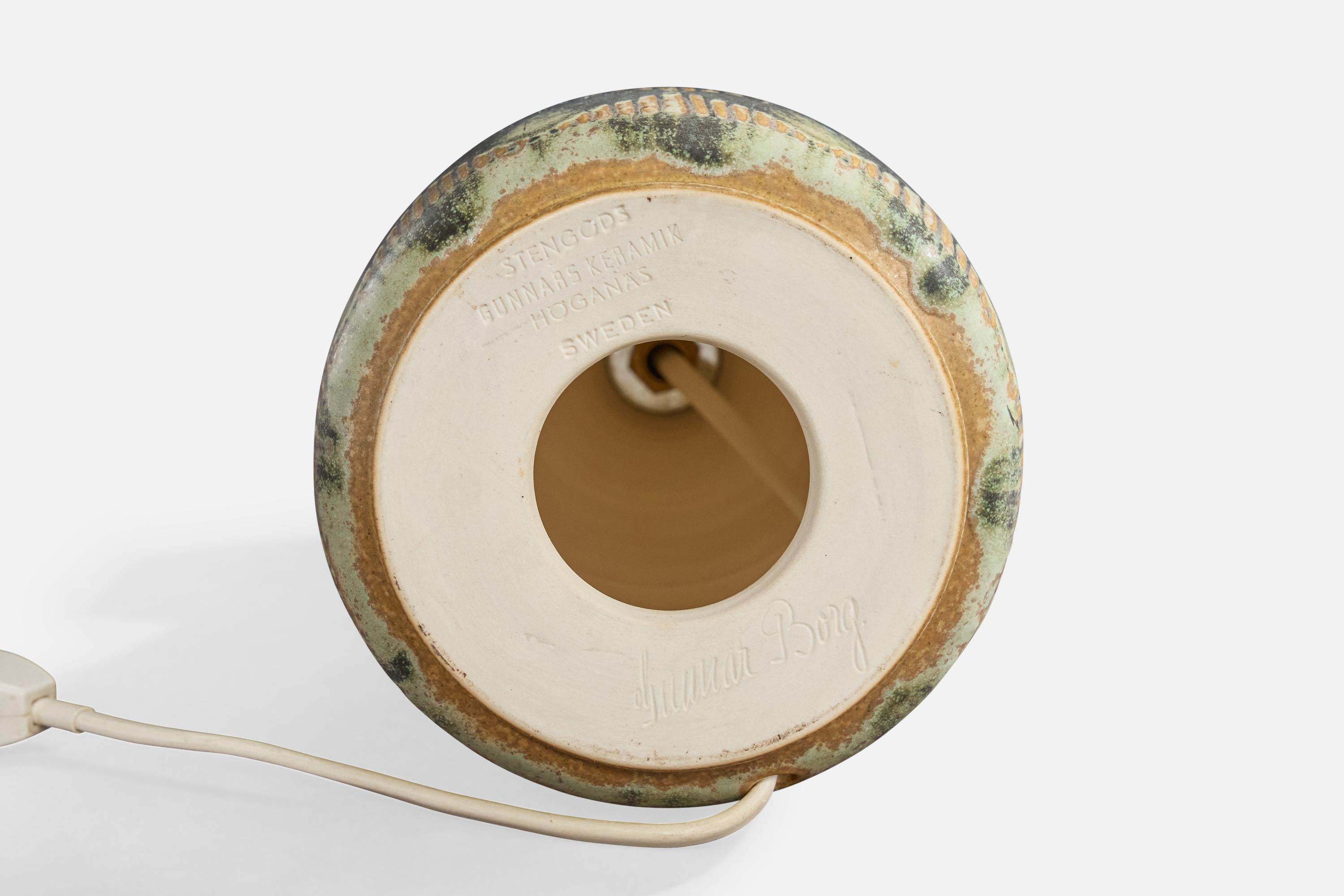 Gunnar Borg, Table Lamp, Stoneware, Sweden, 1960s Gres en venta