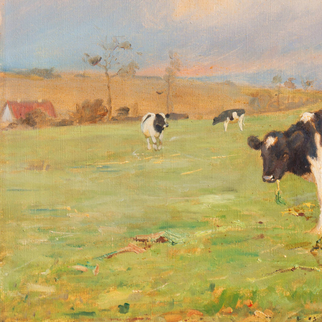'Cattle at Pasture', Danish Impressionist Landscape oil, Paris, France For Sale 1