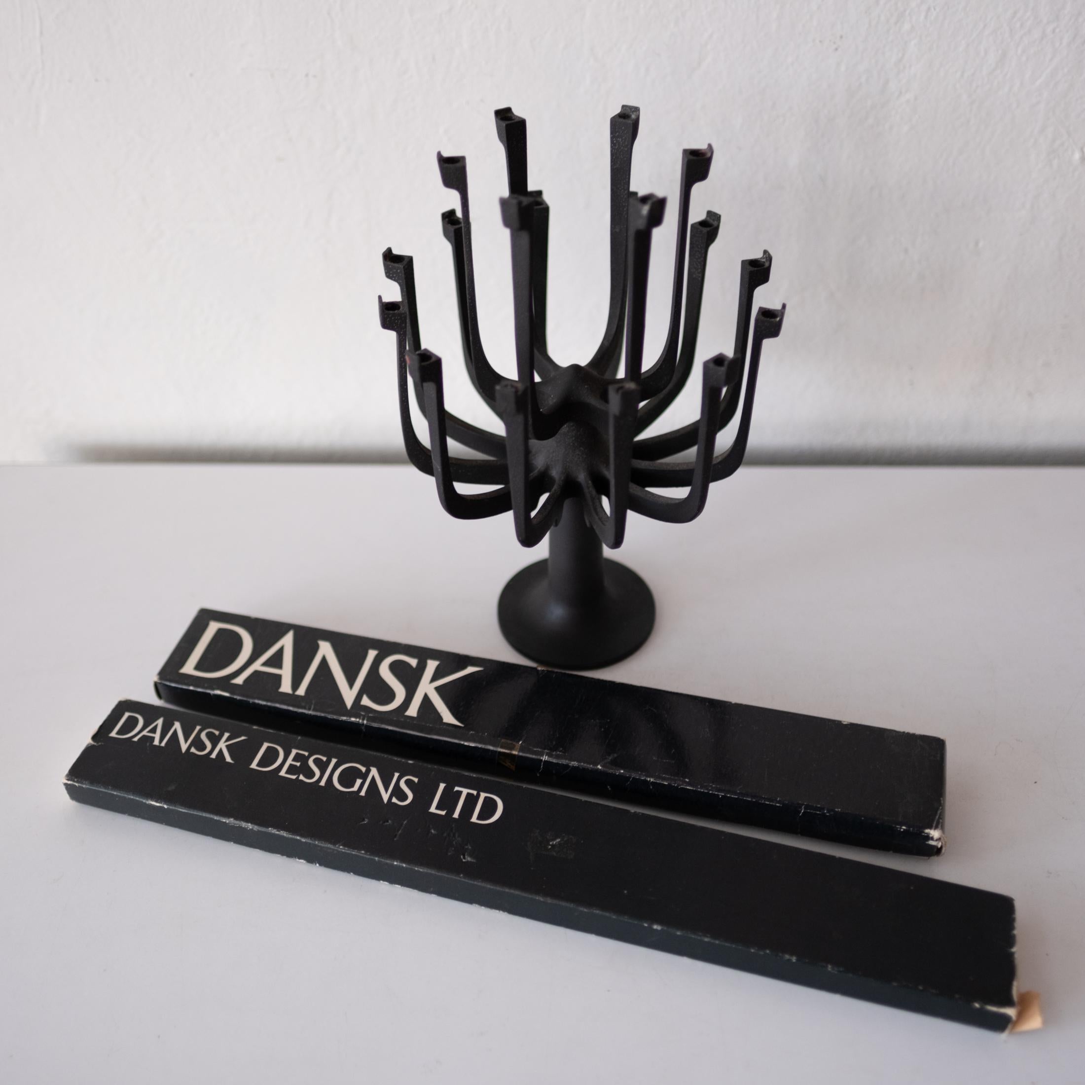 20th Century Gunnar Cyren Lysestager Iron Candle Holder and Candles by Dansk For Sale