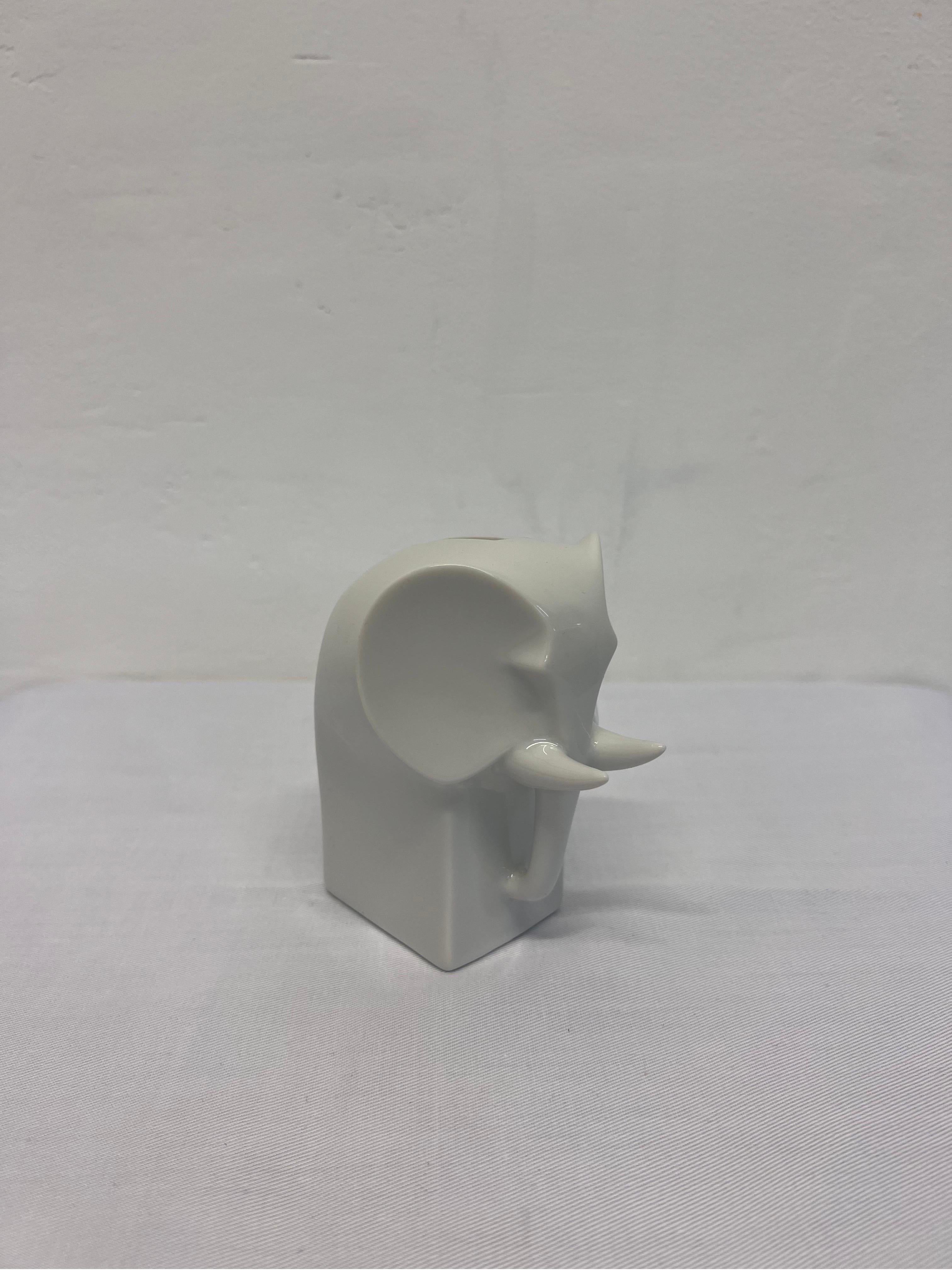 Modern Gunnar Cyren White Porcelain Elephant Coin Bank for Dansk