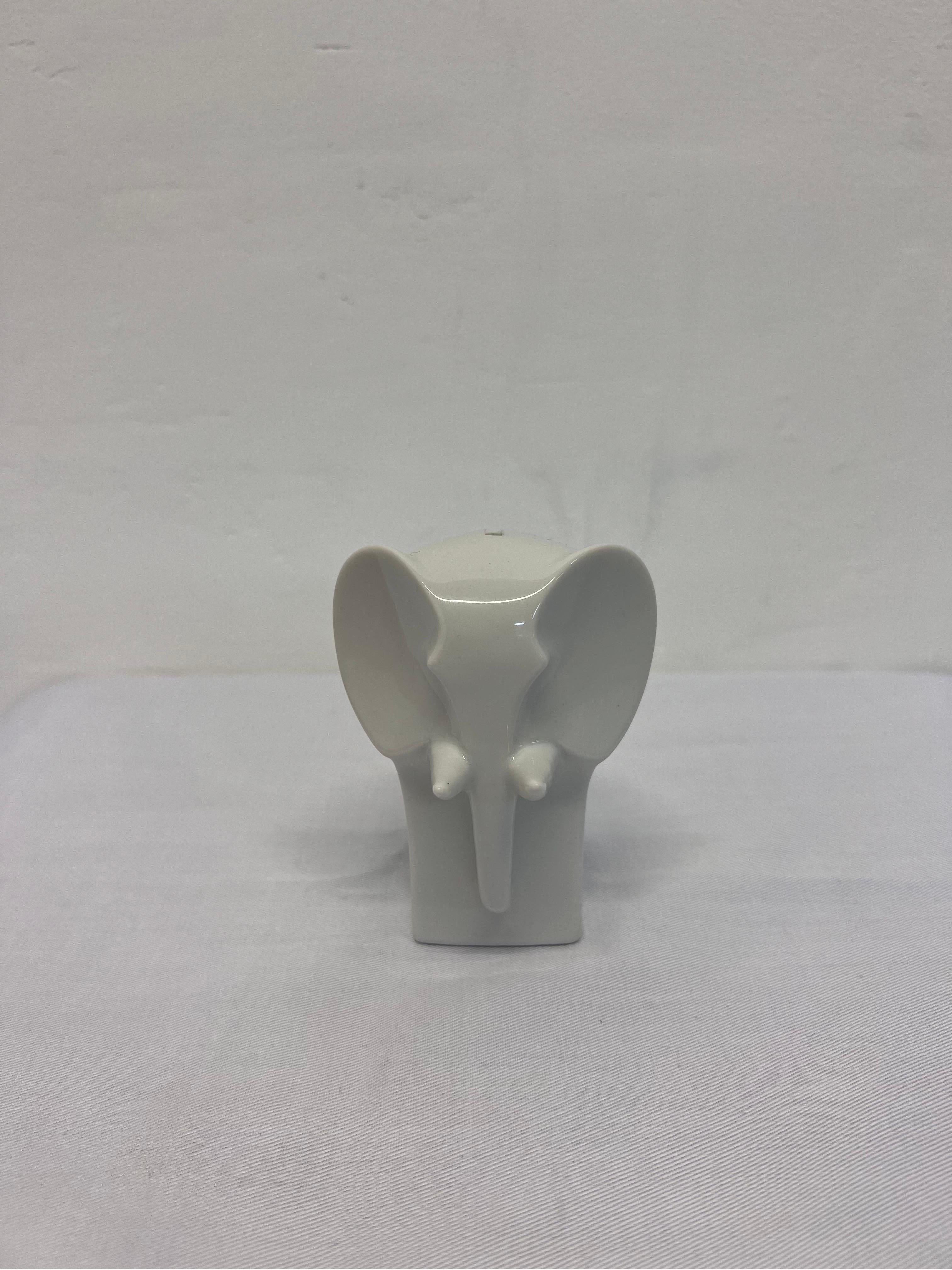 Japanese Gunnar Cyren White Porcelain Elephant Coin Bank for Dansk