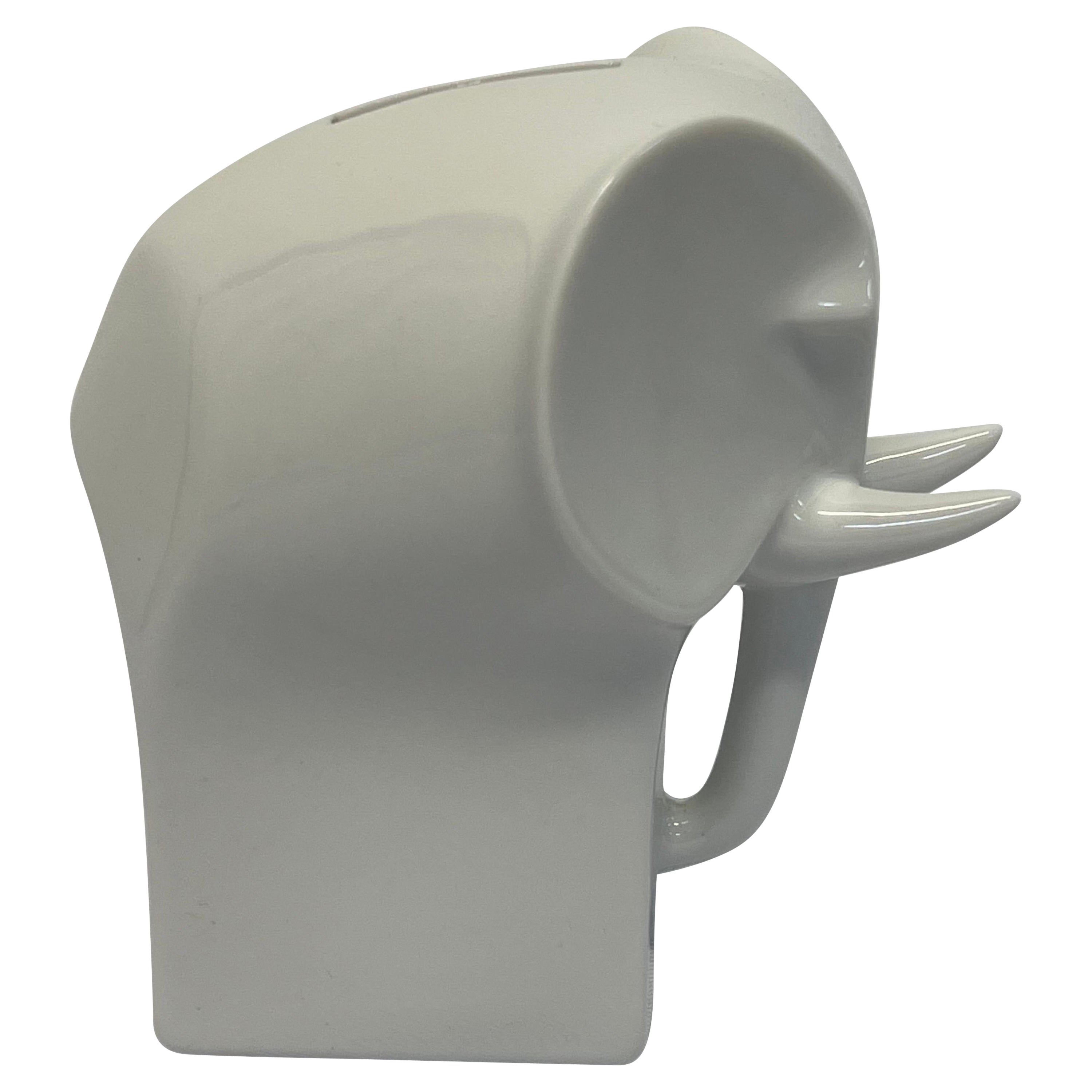Gunnar Cyren White Porcelain Elephant Coin Bank for Dansk