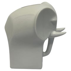Gunnar Cyren White Porcelain Elephant Coin Bank for Dansk