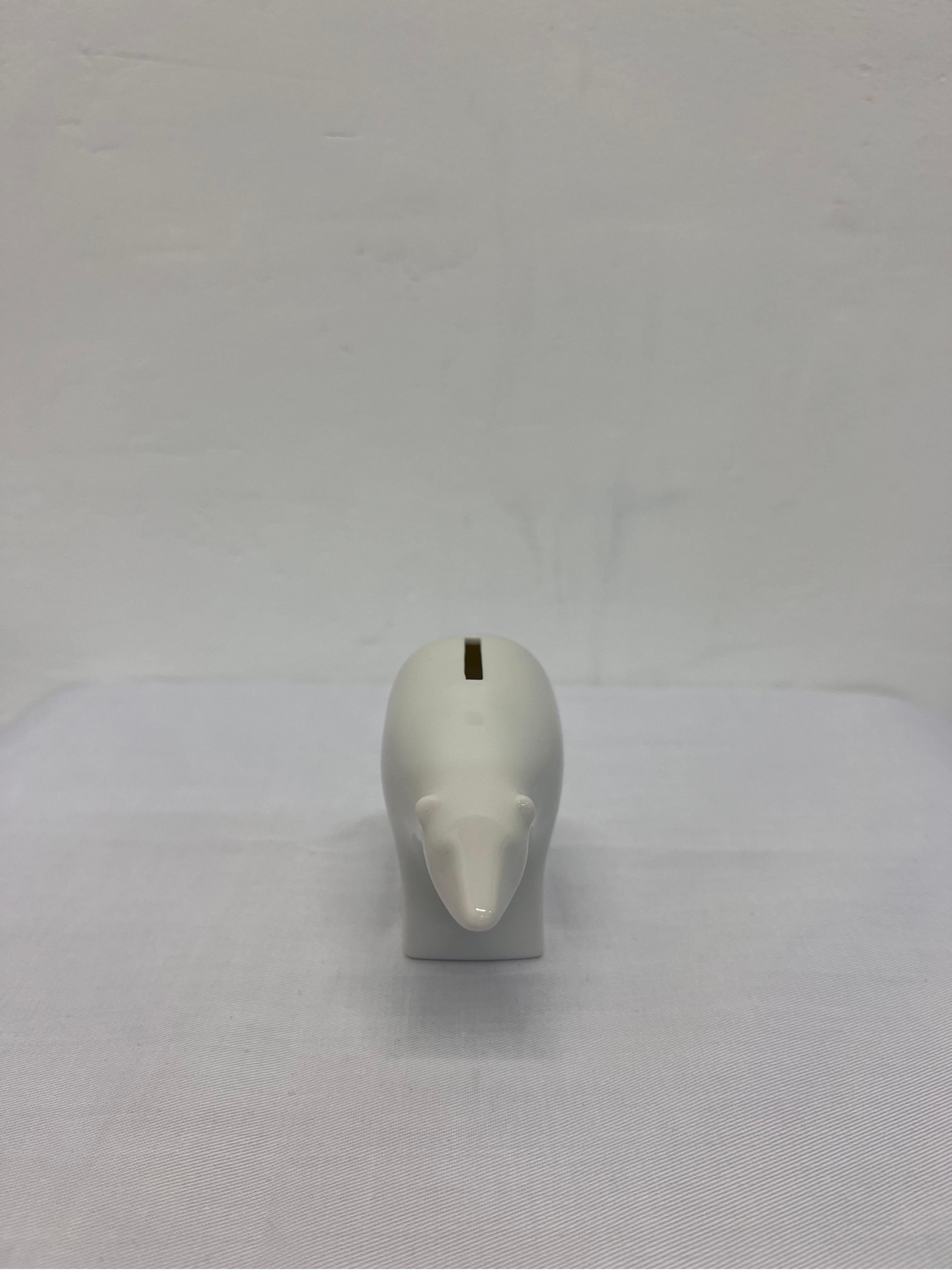 Japanese Gunnar Cyren White Porcelain Polar Bear Coin Bank for Dansk For Sale