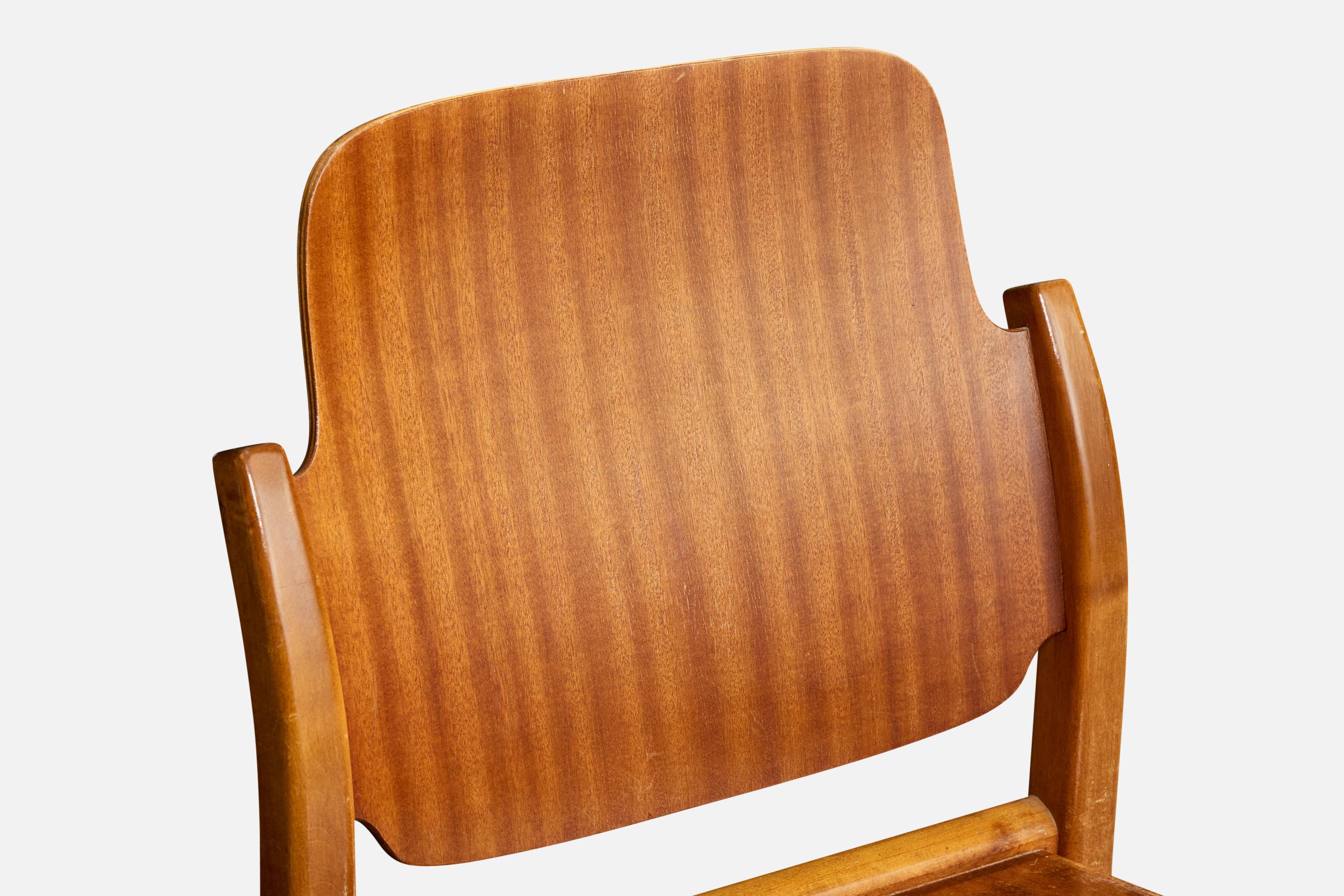 Gunnar Eklöf, Dining Room Chairs, Birch, Mahogany, Finland, 1953 in vendita 4