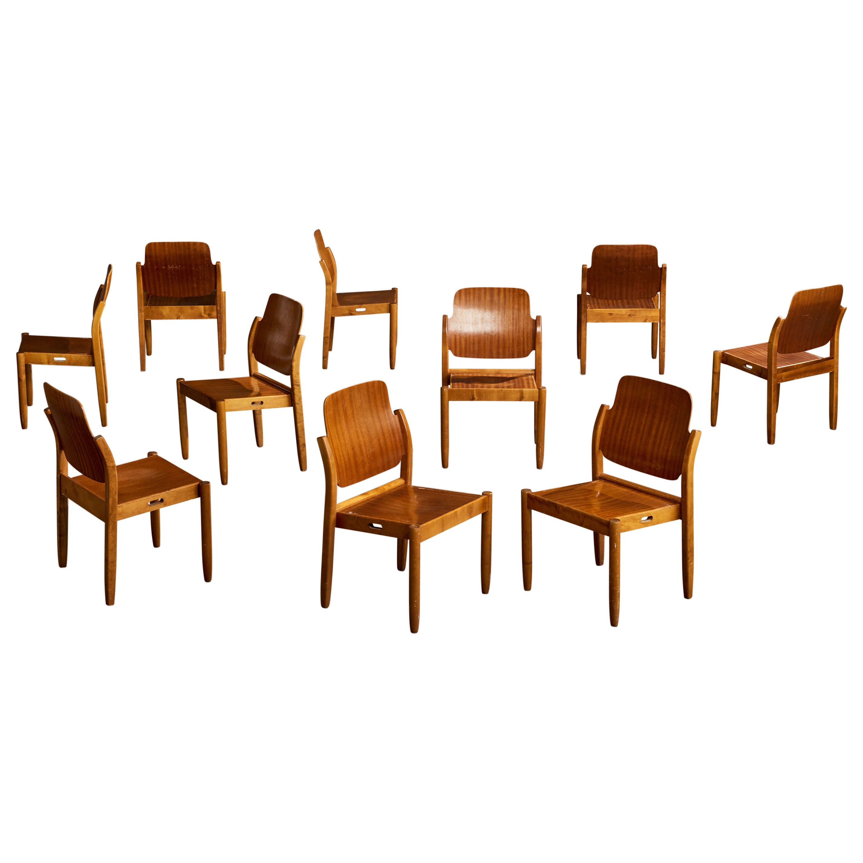 Gunnar Eklöf, Dining Room Chairs, Birch, Mahogany, Finland, 1953