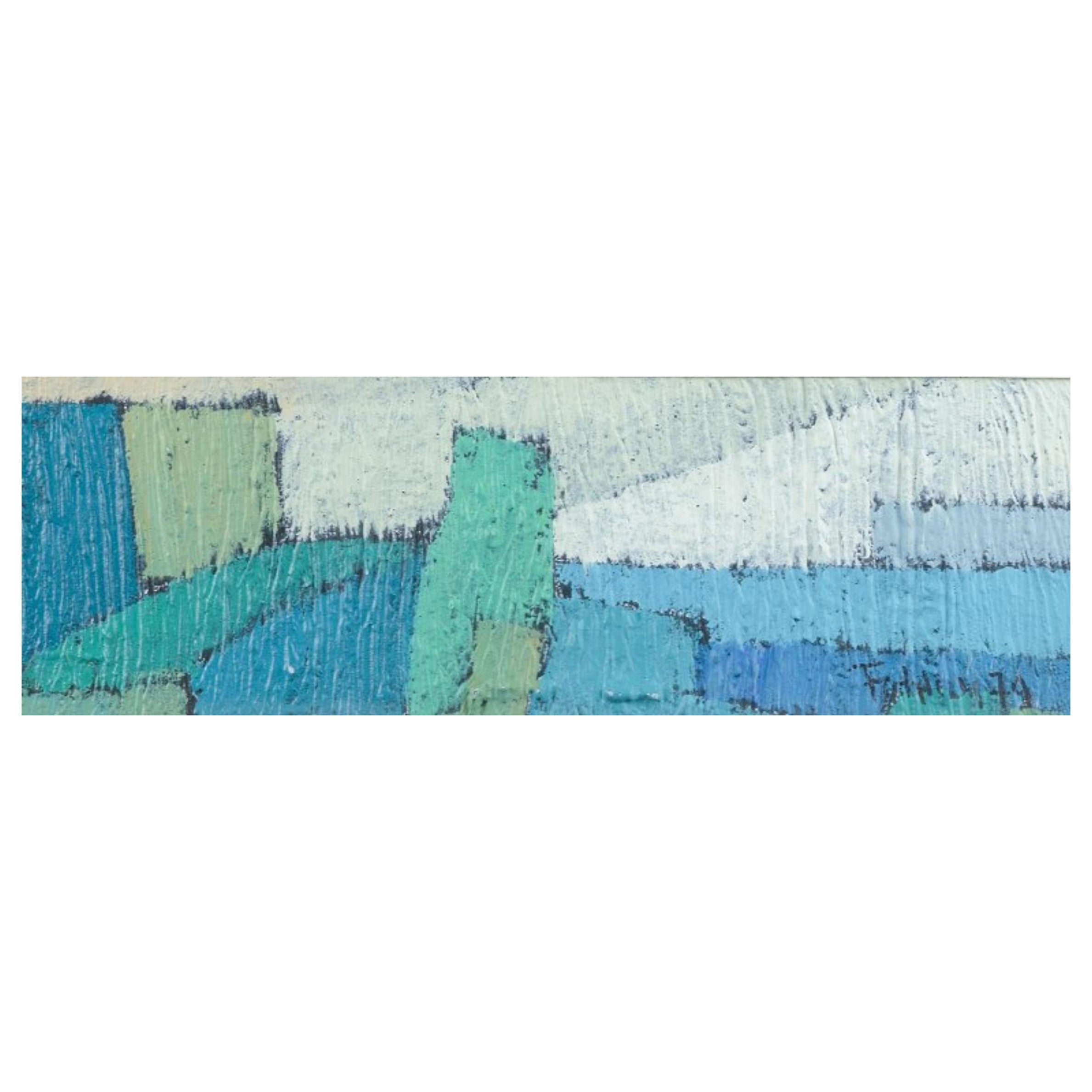 Gunnar Fohlin, Sweden. Oil on cardboard. Abstract landscape, 1979