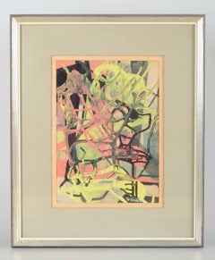 Gunnar Fohlin, Swedish artist. Gouache on paper. Dynamic abstract work, 1962