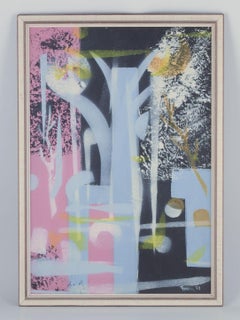 Gunnar Fohlin, Swedish artist. Oil on canvas. Abstract composition, 1970