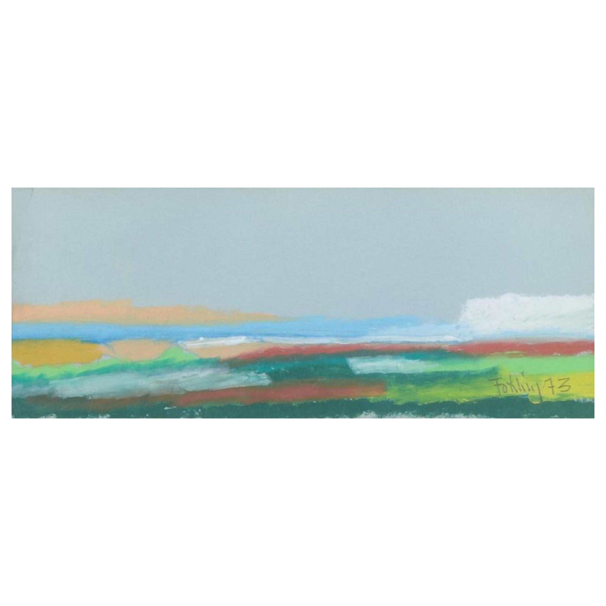 Gunnar Fohlin, Swedish artist. Pastel on paper. Contemplative abstract landscape