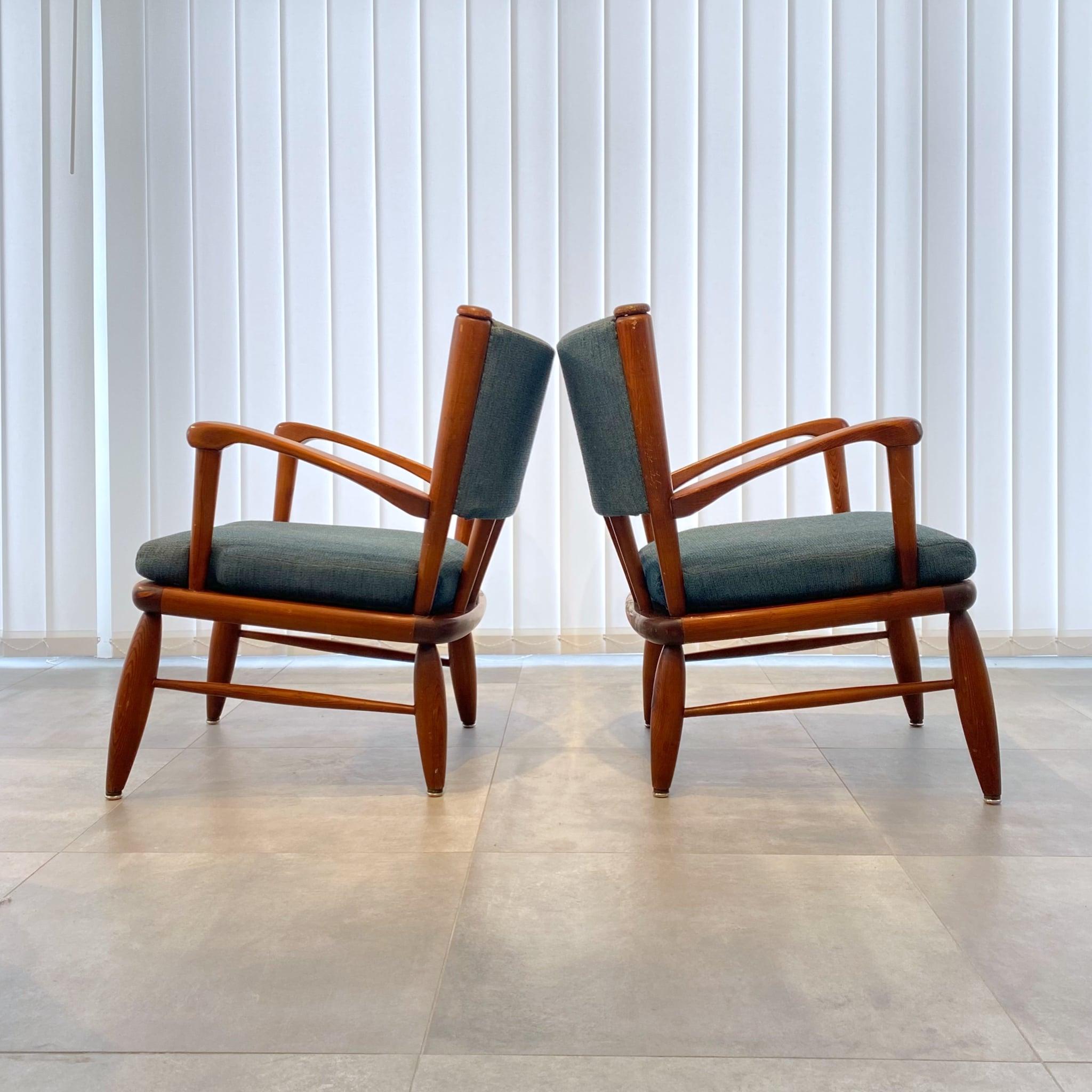 Scandinavian Modern Gunnar Göpert a pair of pine easy chairs Säter, Göperts, Sweden, 1940s For Sale