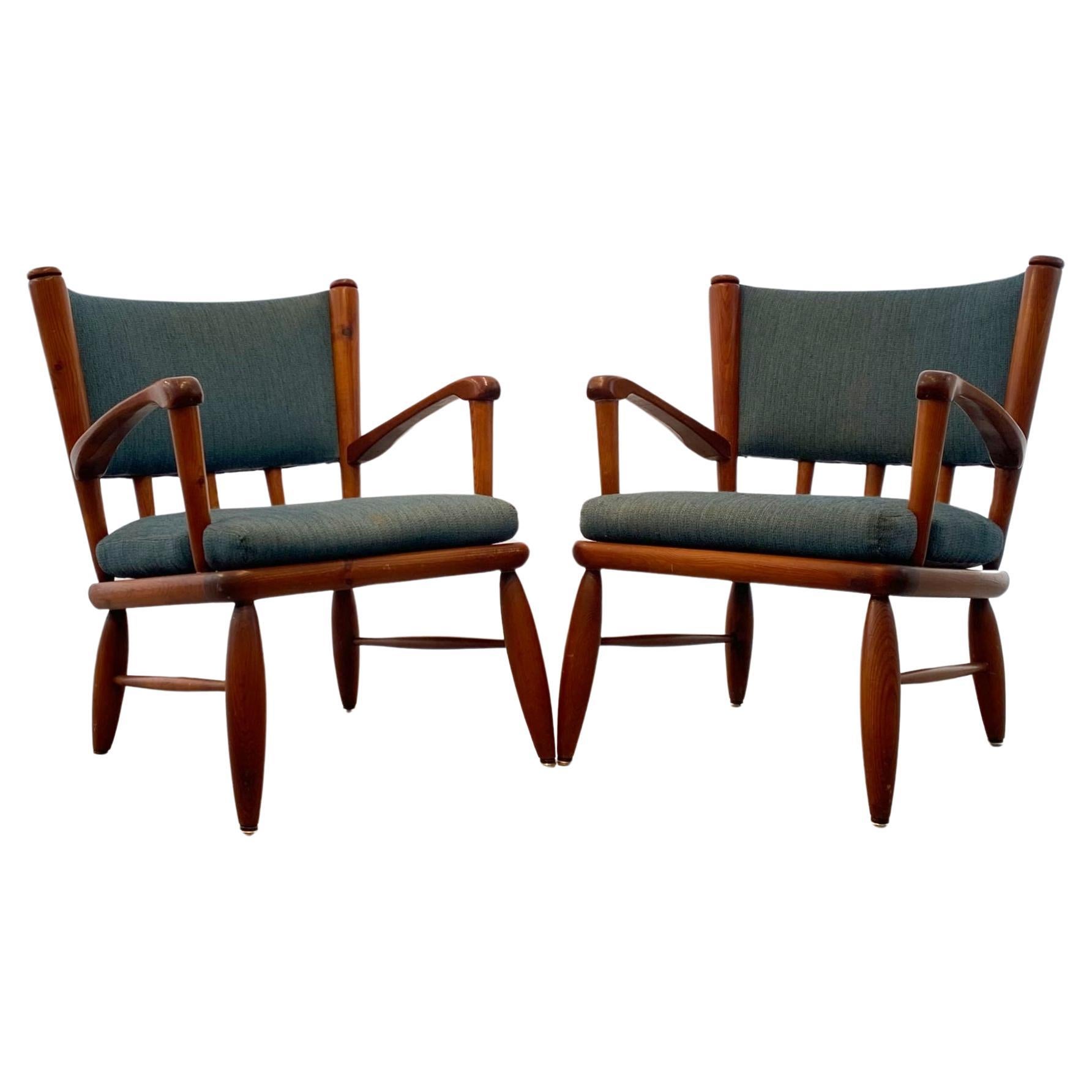 Gunnar Göpert a pair of pine easy chairs Säter, Göperts, Sweden, 1940s For Sale