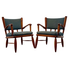 Gunnar Göpert a pair of pine easy chairs Säter, Göperts, Sweden, 1940s