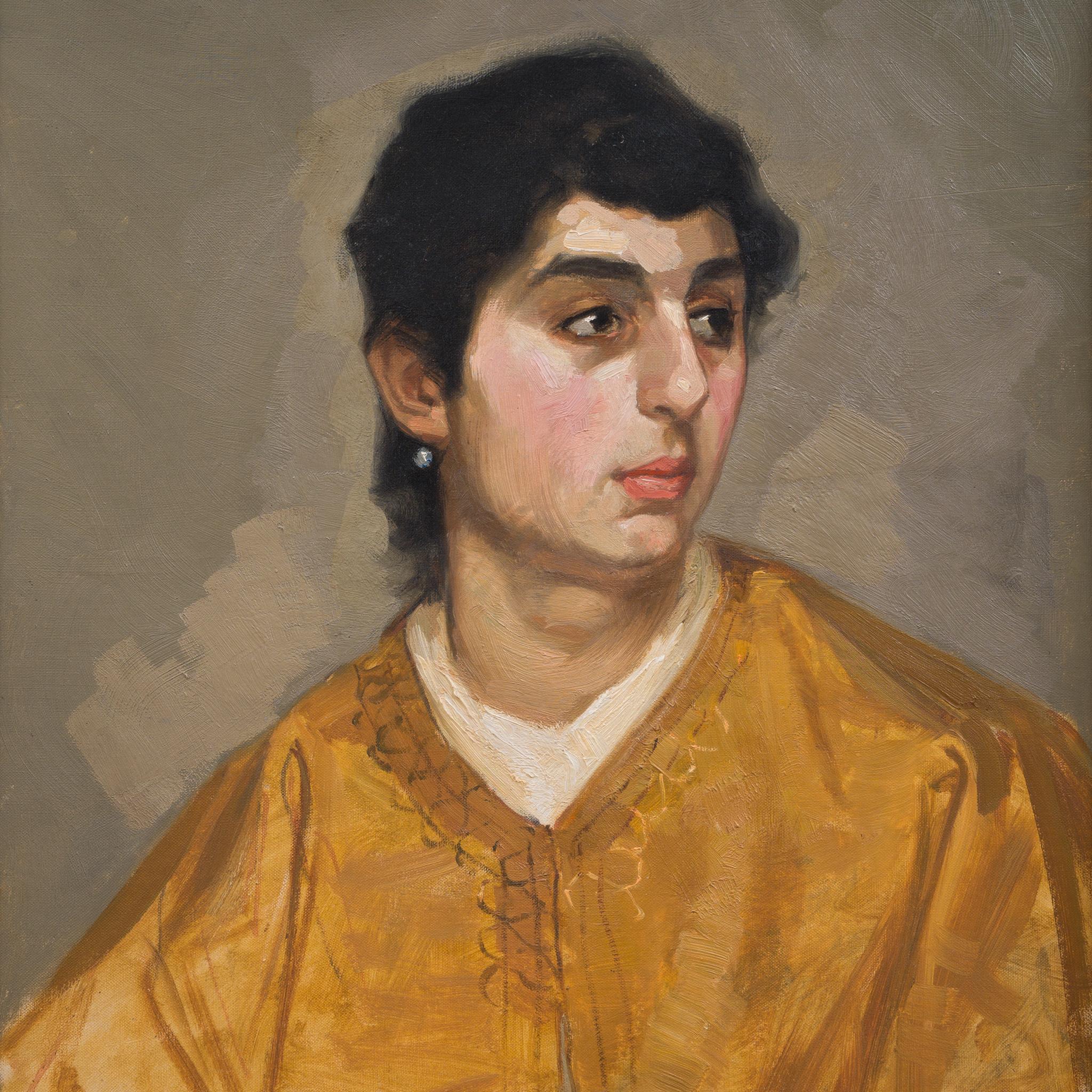 Porträt eines Mädchens mit Perlen-Ohrring (Romantik), Painting, von Gunnar Hallström