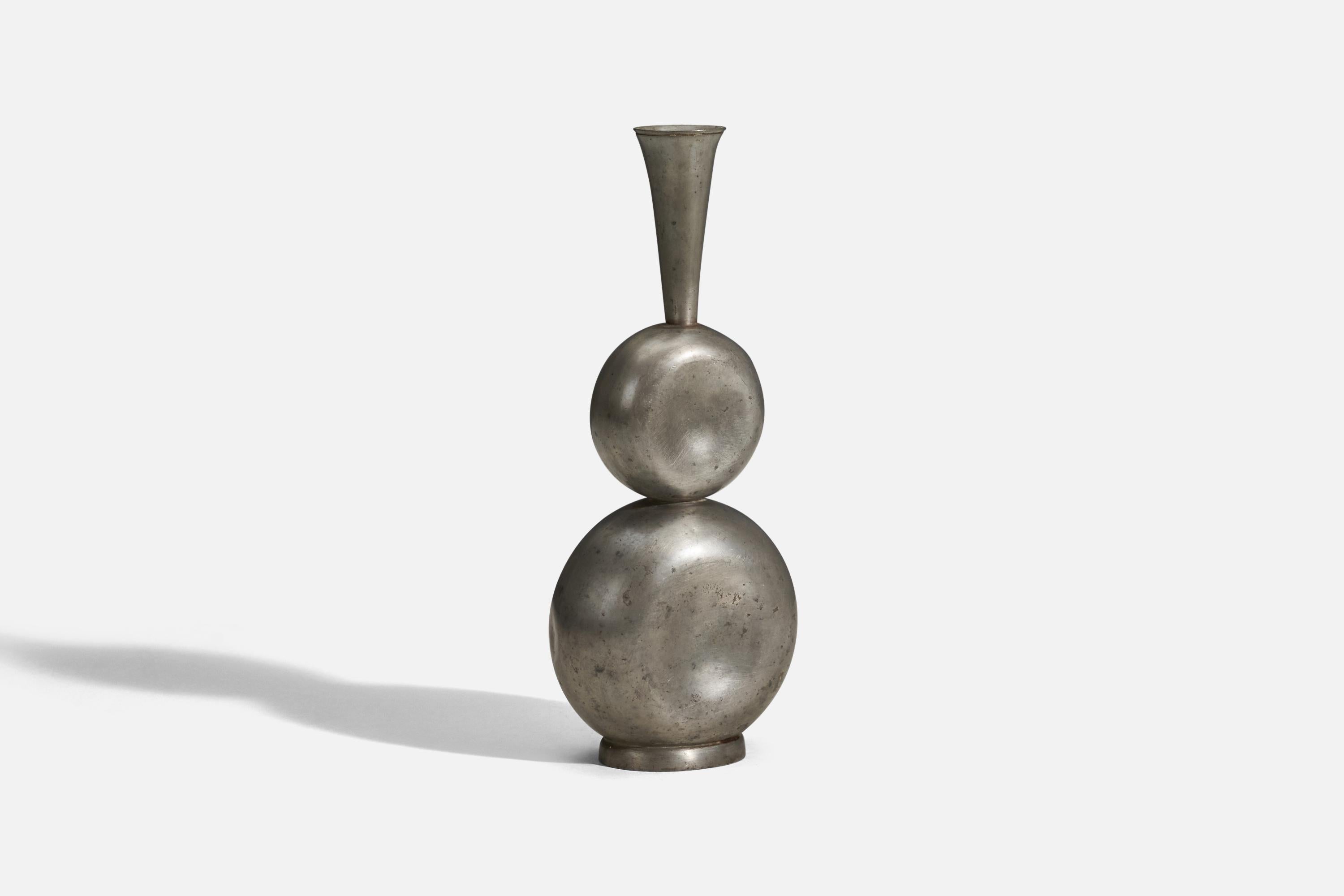 A pewter vase designed and produced by Gunnar Havstad, Norway, 1950s.