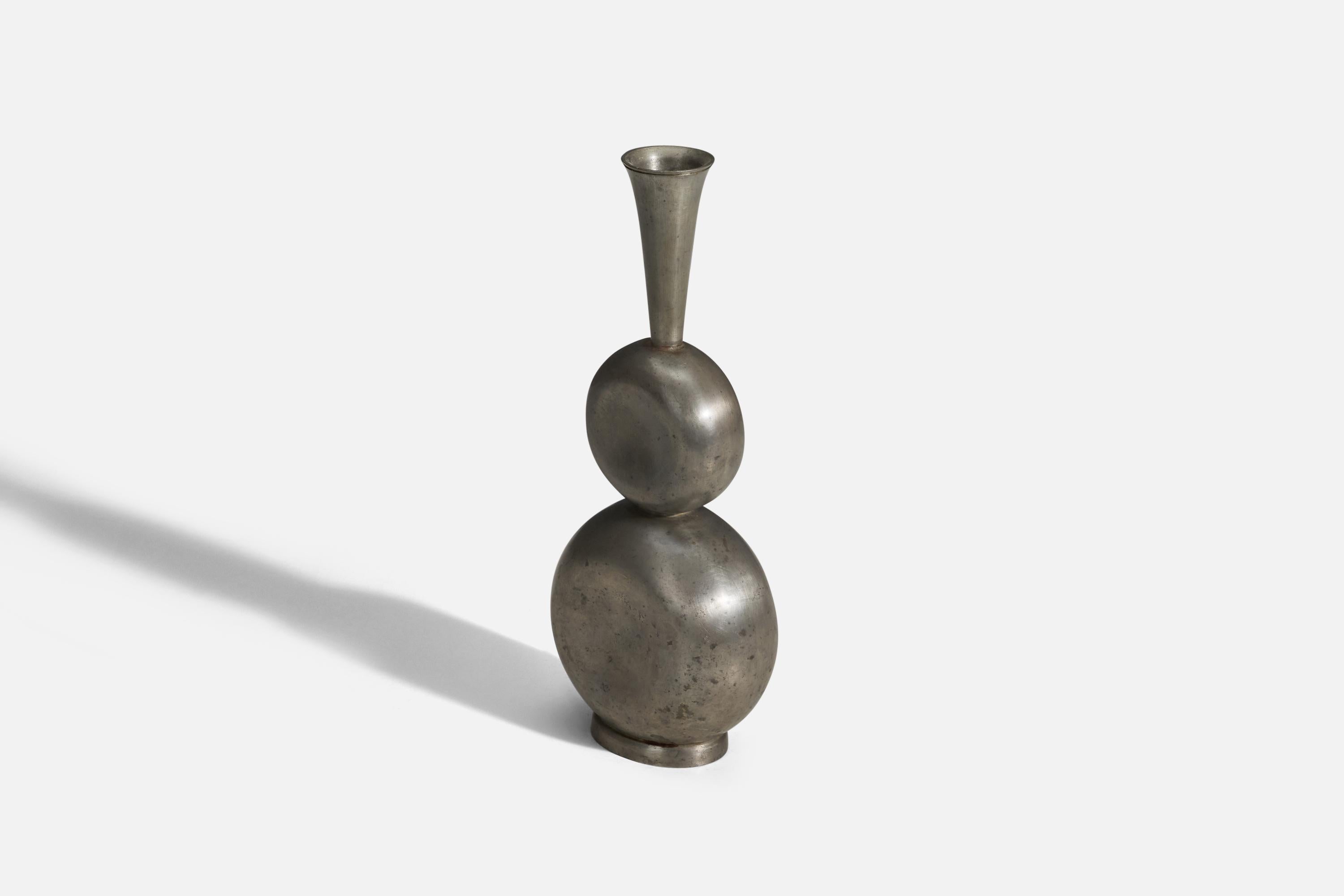 Scandinavian Modern Gunnar Havstad, Vase or Bottle, Pewter, Norway, 1950s