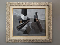 Mid-Century Modern Still Life Oil Painting by Gunnar Hållander - Brown & Black