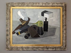 Mid-Century Modern Still Life Oil Painting by Gunnar Hållander - Stacked Objects