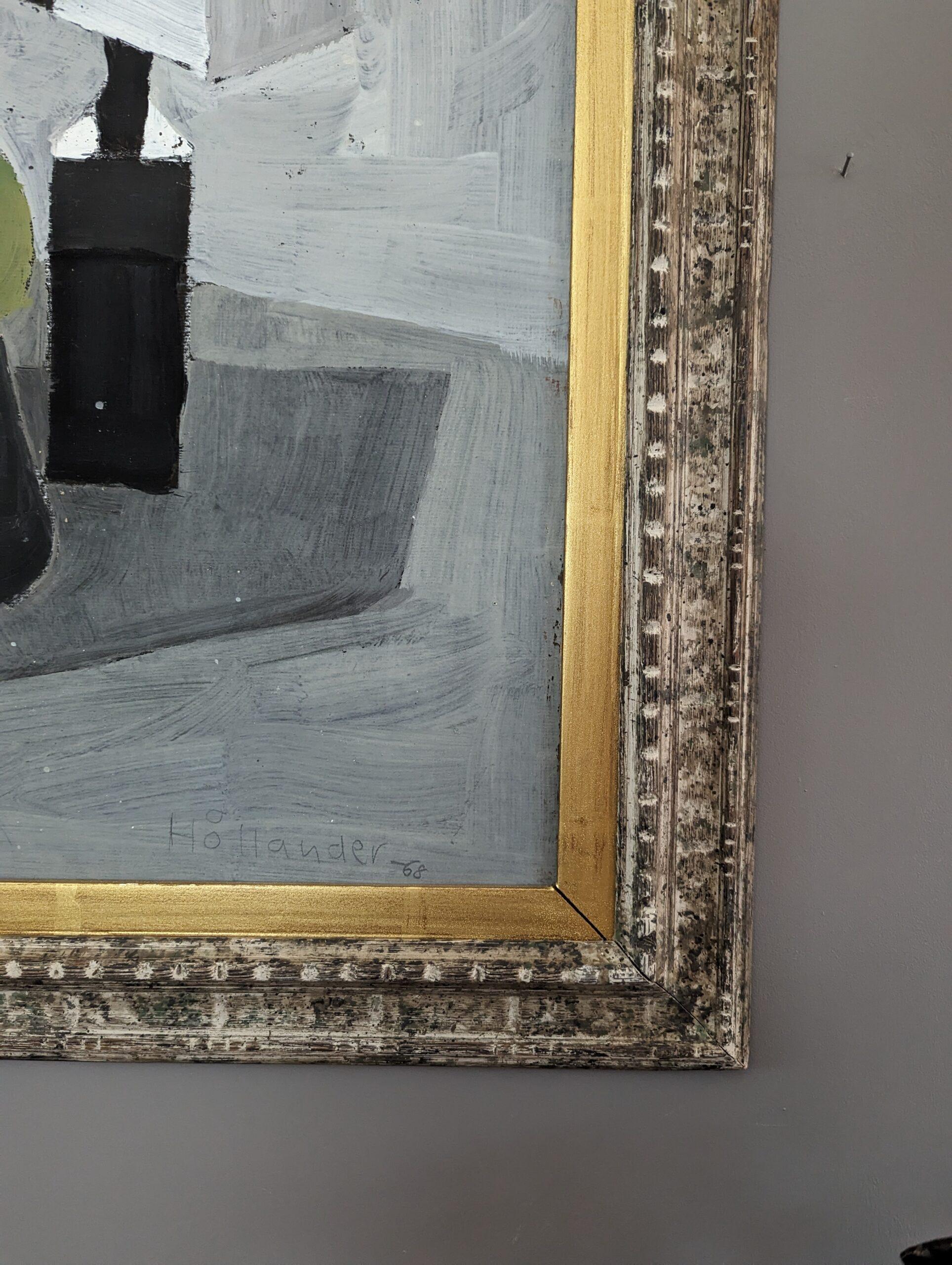 Bodegón moderno de mediados de siglo pintado al óleo por Gunnar Hållander - Objetos apilados en venta 7