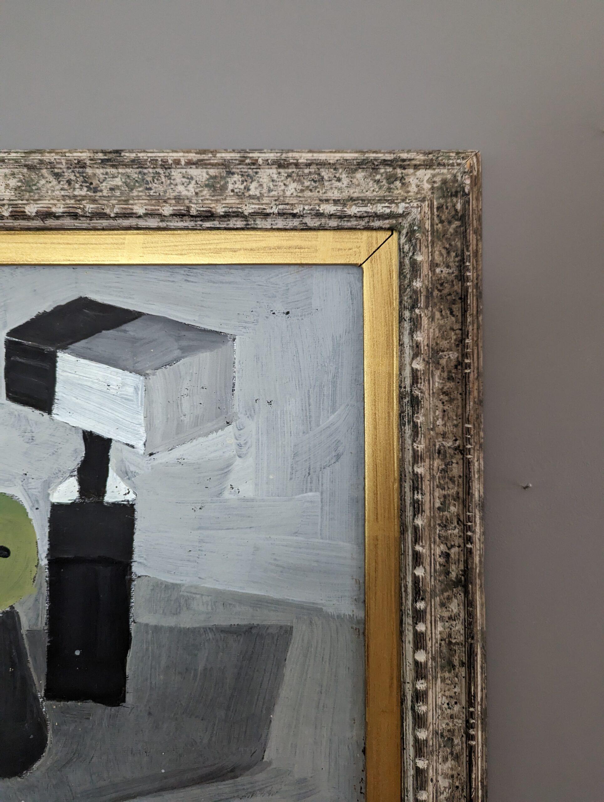 Bodegón moderno de mediados de siglo pintado al óleo por Gunnar Hållander - Objetos apilados en venta 8