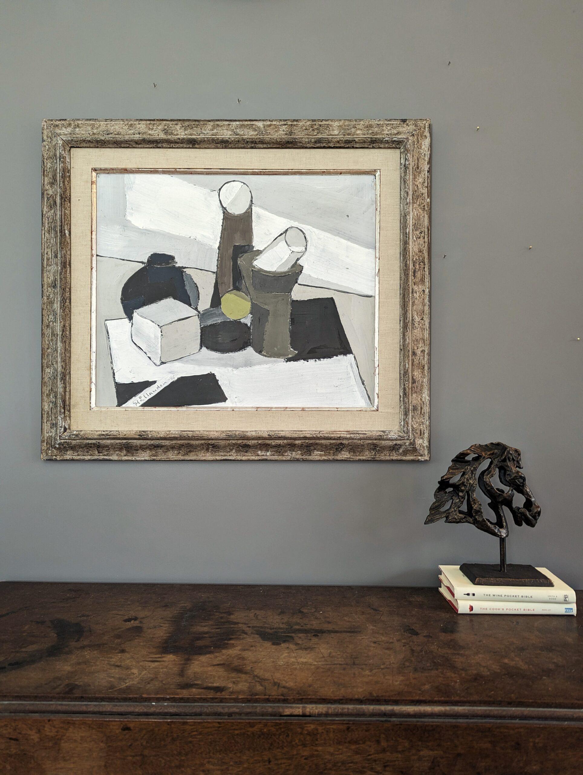 Mid-Century Modern Still Life Oil Painting by Gunnar Hållander - The Green Ball For Sale 2