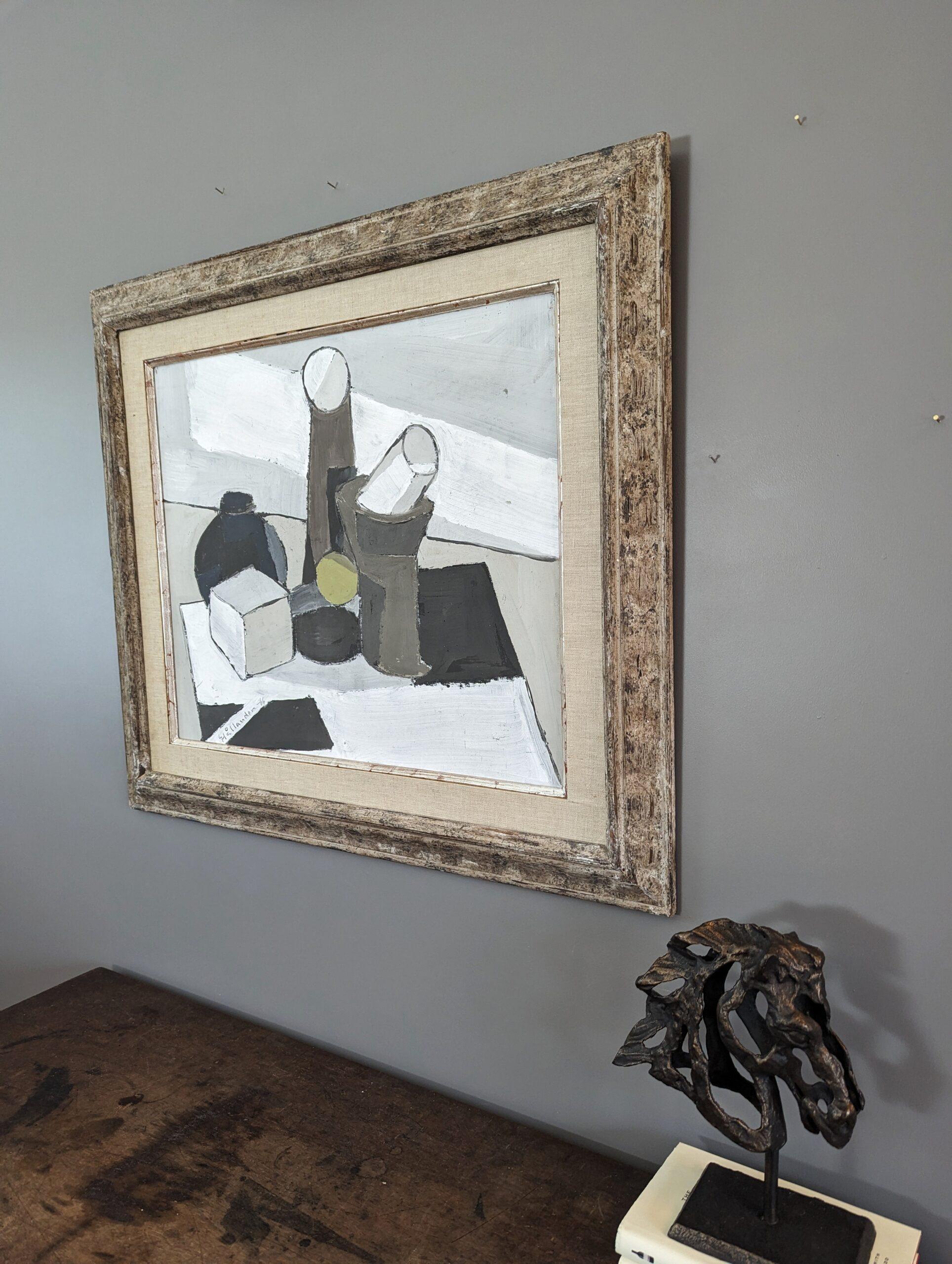 Mid-Century Modern Still Life Oil Painting by Gunnar Hållander - The Green Ball For Sale 3