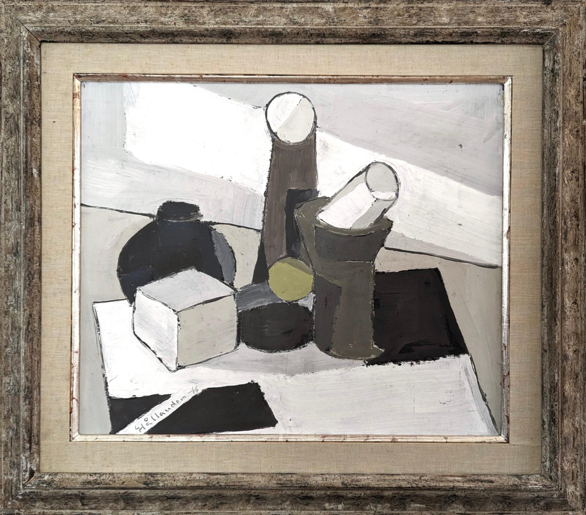 THE GREEN BALL
Size: 66 x 75 cm (including frame)
Oil on Board

A striking original mid-century modernist composition, painted onto board and dated 1966 by the established Swedish artist Gunnar Hållander (1915-1980), whose artworks have been