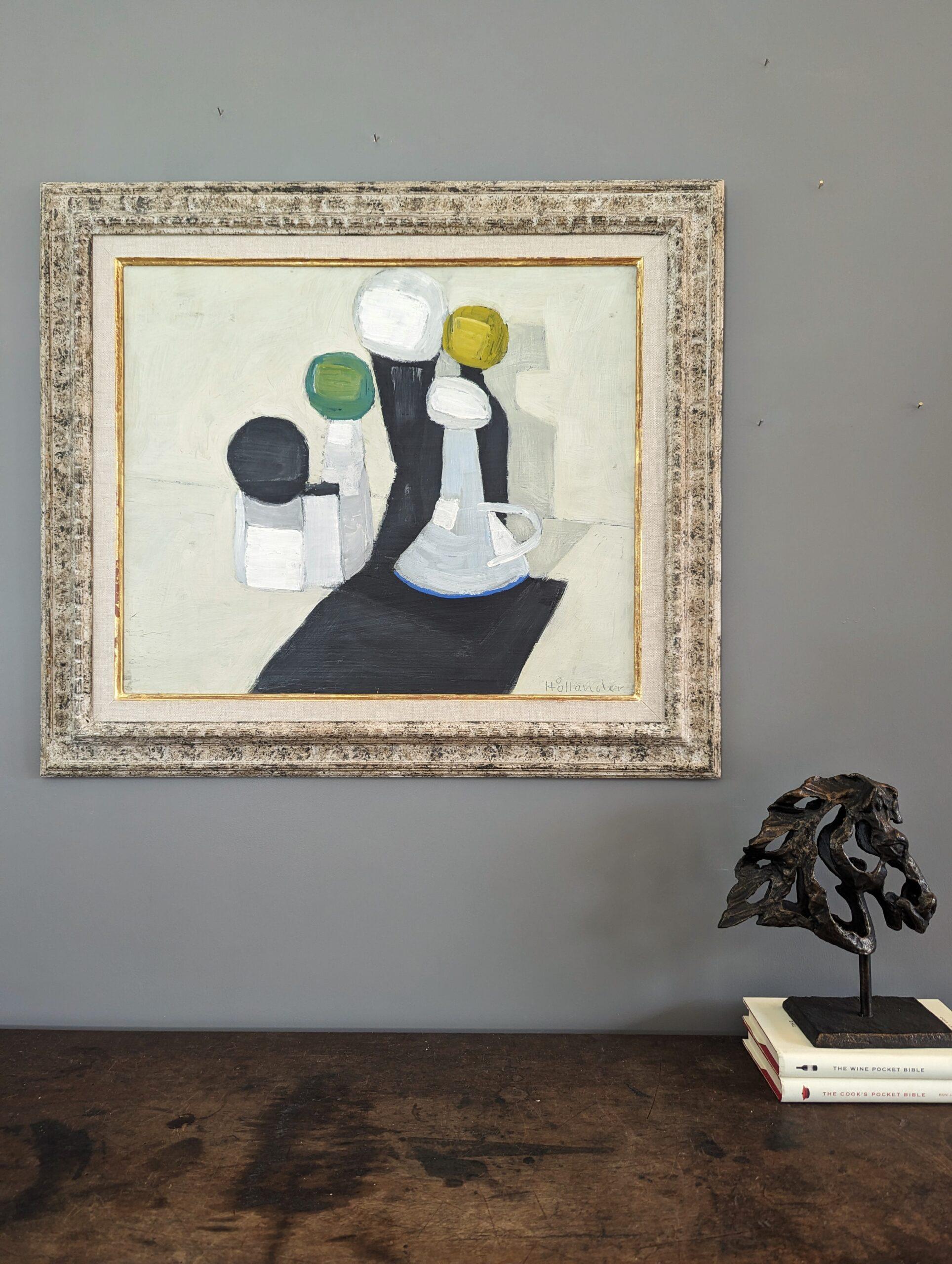 Mid-Century Modern Still Life Oil Painting by Gunnar Hållander - Yellow & Green  9