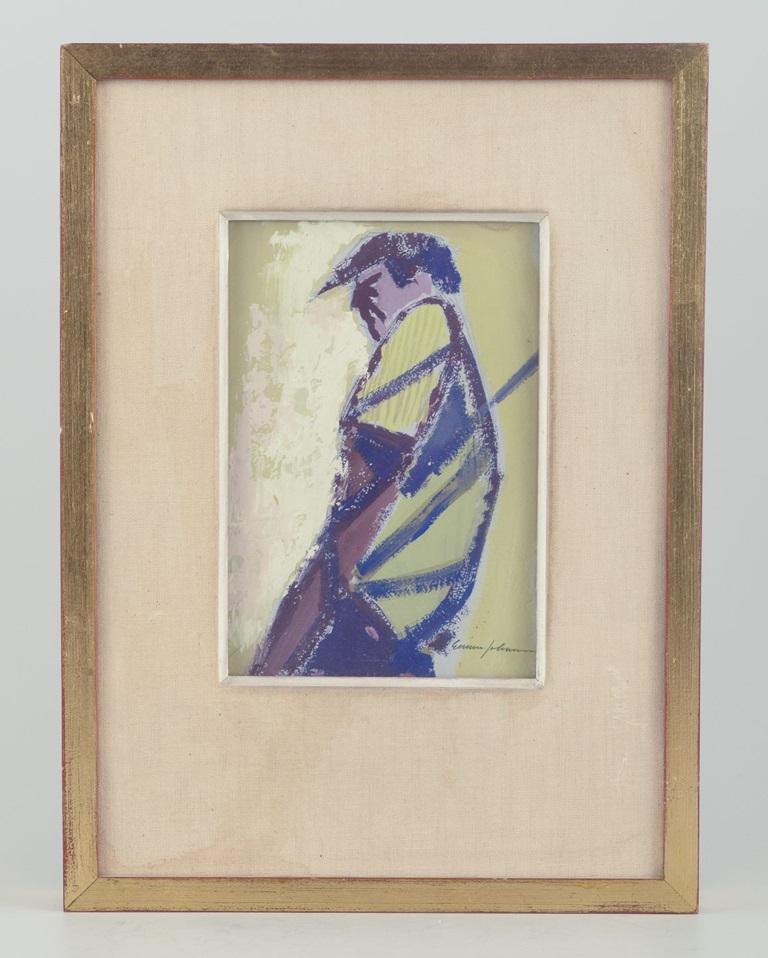 Los productos de segunda mano están exentos de derechos de importación para los clientes estadounidenses. 
Por lo tanto, no se aplicarán aranceles de importación a tu compra.

Gunnar Johansson (1916-1996), artista sueco.
Aguada. Retrato masculino.