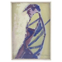 Gunnar Johansson (1916-1996). Aguada. Retrato masculino. Estilo expresionista
