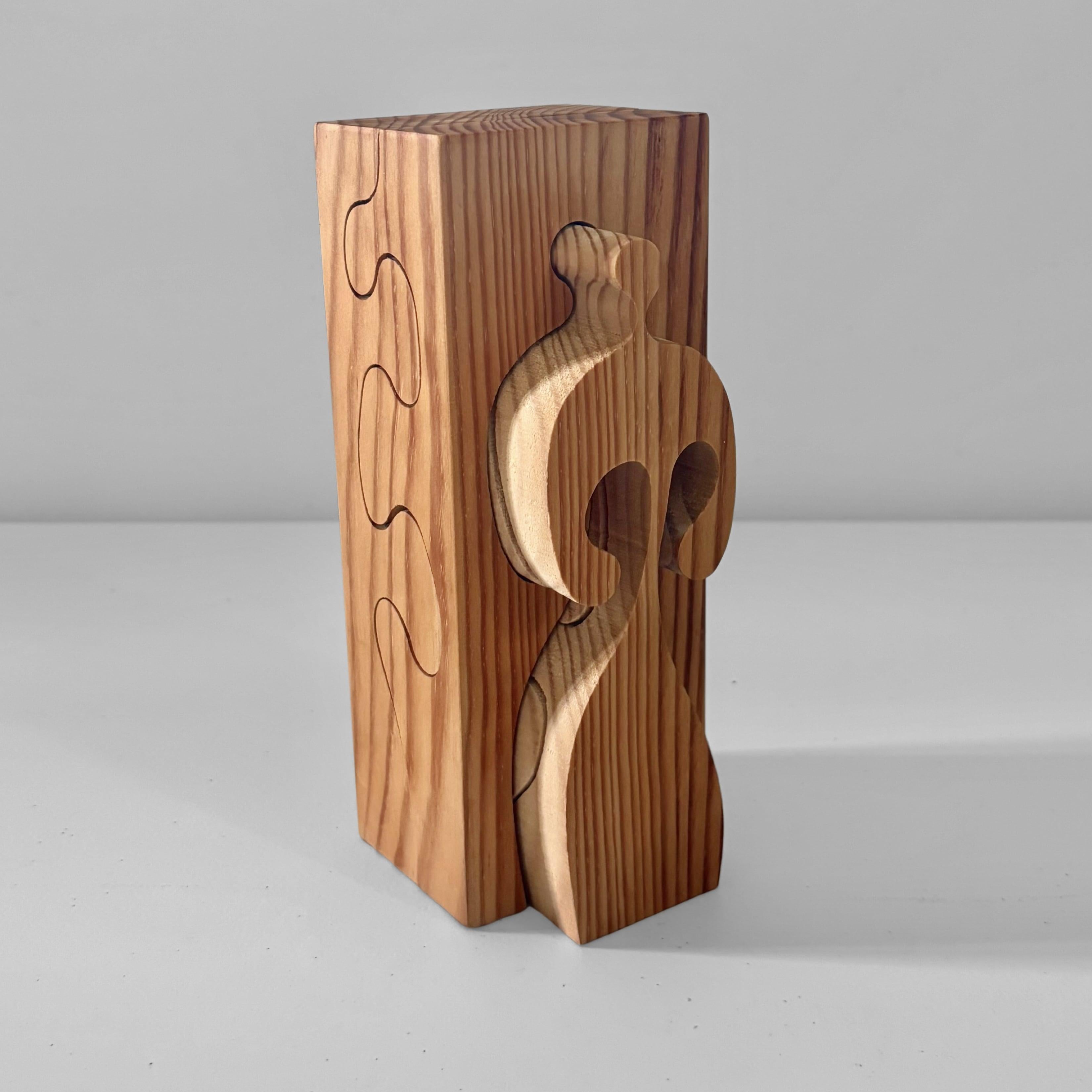 Gunnar Kanevad, Swedish pinewood sculpture, wooden puzzle, 1970s (Skandinavische Moderne) im Angebot