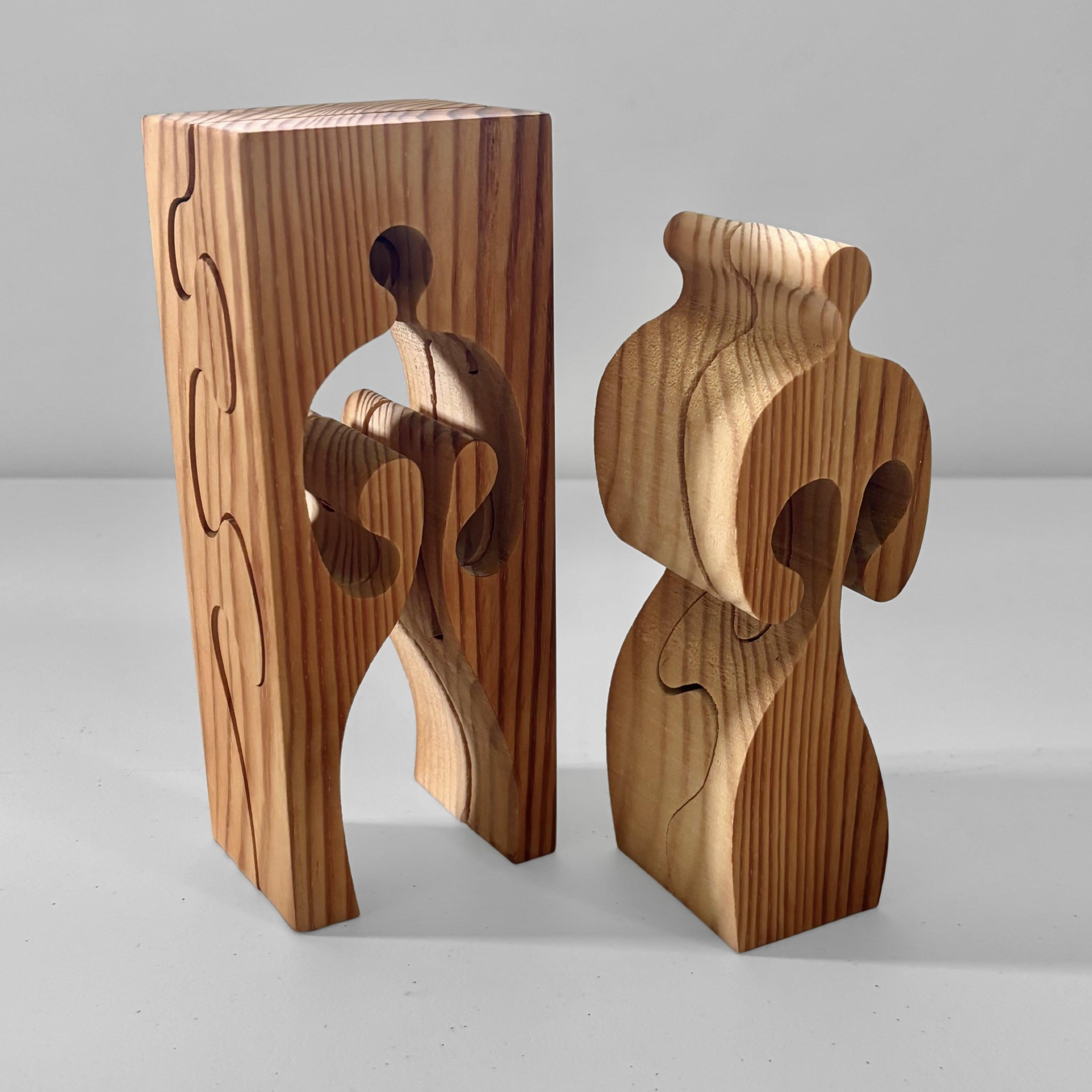 Gunnar Kanevad, Swedish pinewood sculpture, wooden puzzle, 1970s im Zustand „Gut“ im Angebot in Forserum, SE