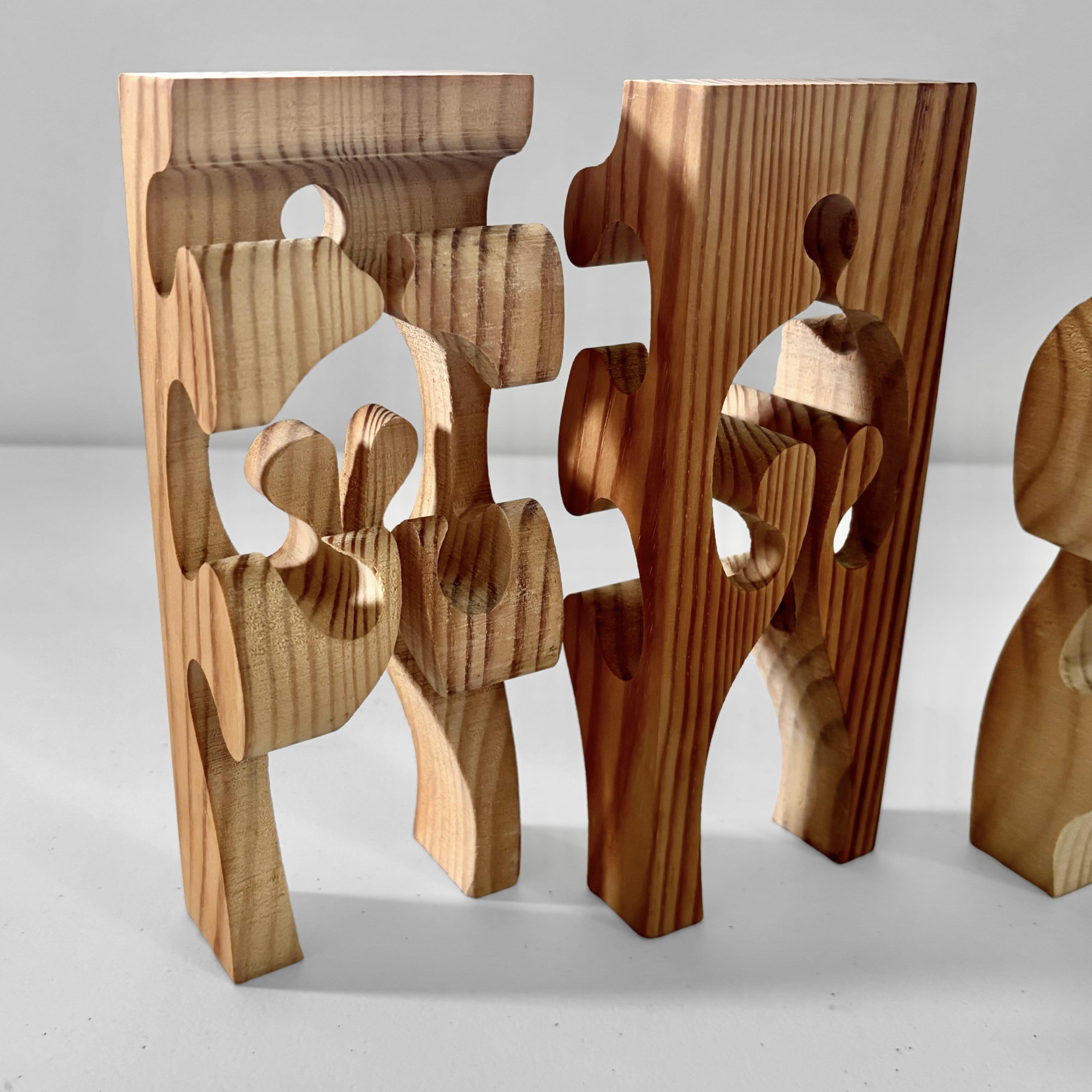 Gunnar Kanevad, Swedish pinewood sculpture, wooden puzzle, 1970s im Angebot 1