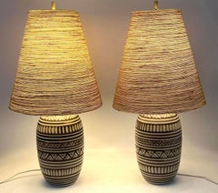 Gunnar & Lotte Bostlund Glasierte Keramiklampen, gemalt von Lisa Bostlund