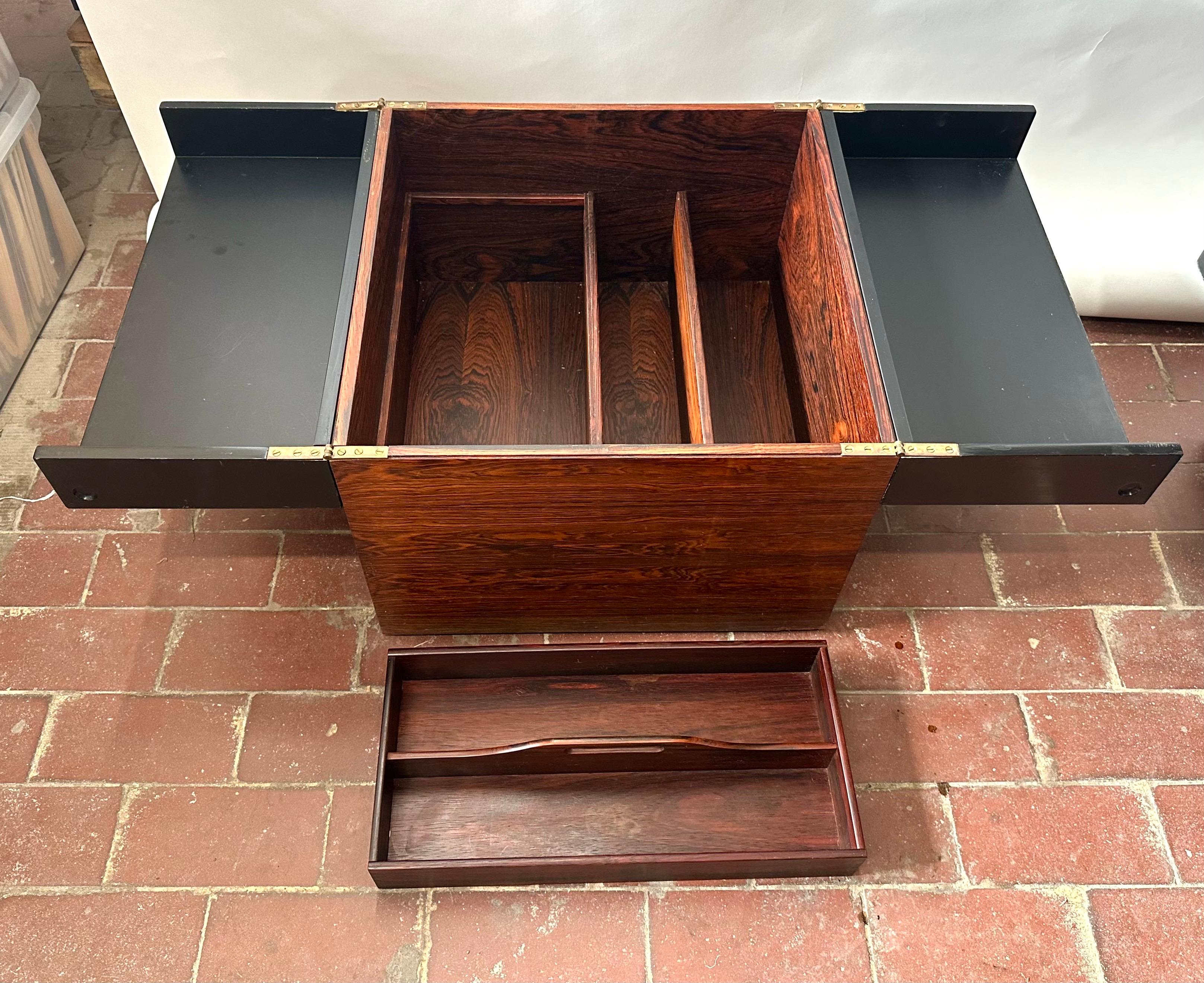 Brass Gunnar Myrstrand for Källemo, Rosewood ‘Cube’ Bar Cabinet For Sale