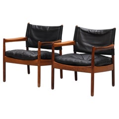 Gunnar Myrstrand : paire de fauteuils en palissandre fabriqués par Källemo, Suède, années 1960.