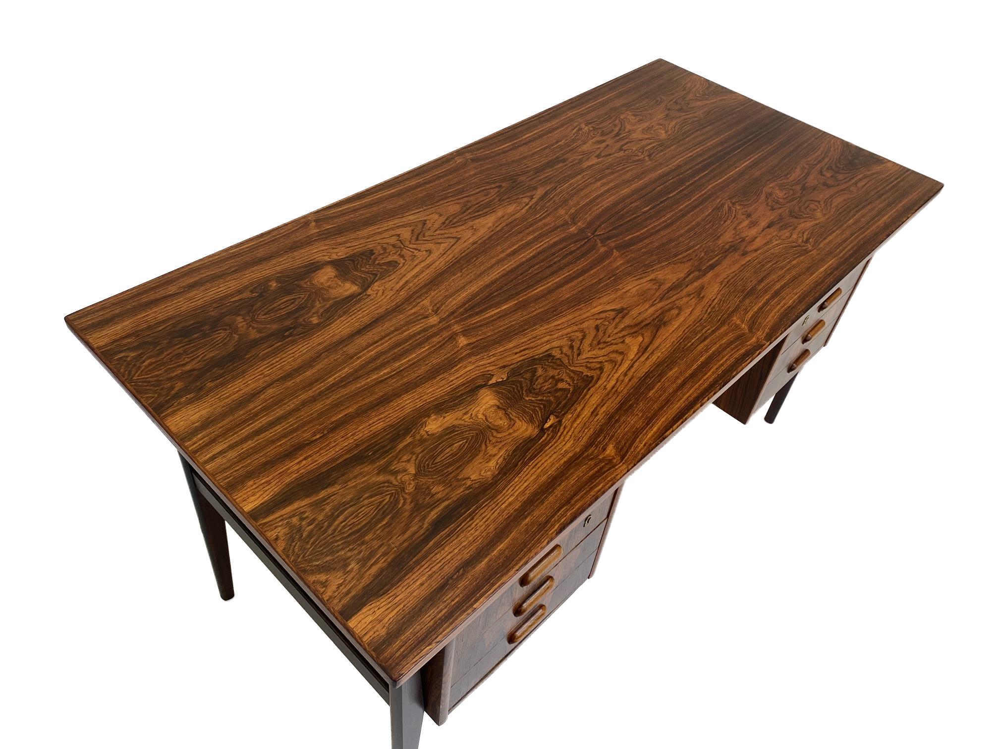 Gunnar Nielsen Rosewood Writing Desk with Floating Top, Denmark, 1960s 4
