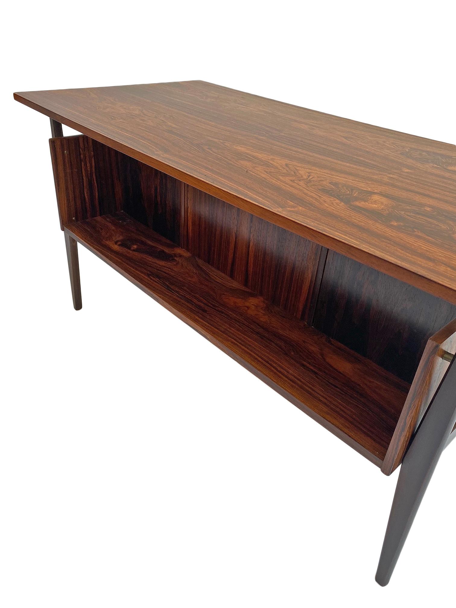 Gunnar Nielsen Rosewood Writing Desk with Floating Top, Denmark, 1960s 9