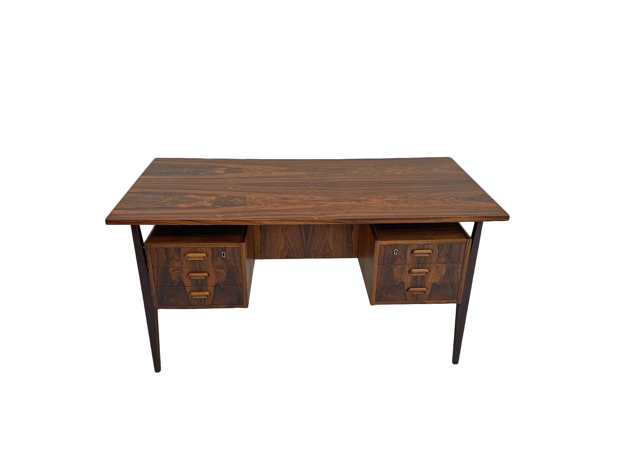 Gunnar Nielsen Rosewood Writing Desk with Floating Top, Denmark, 1960s 11