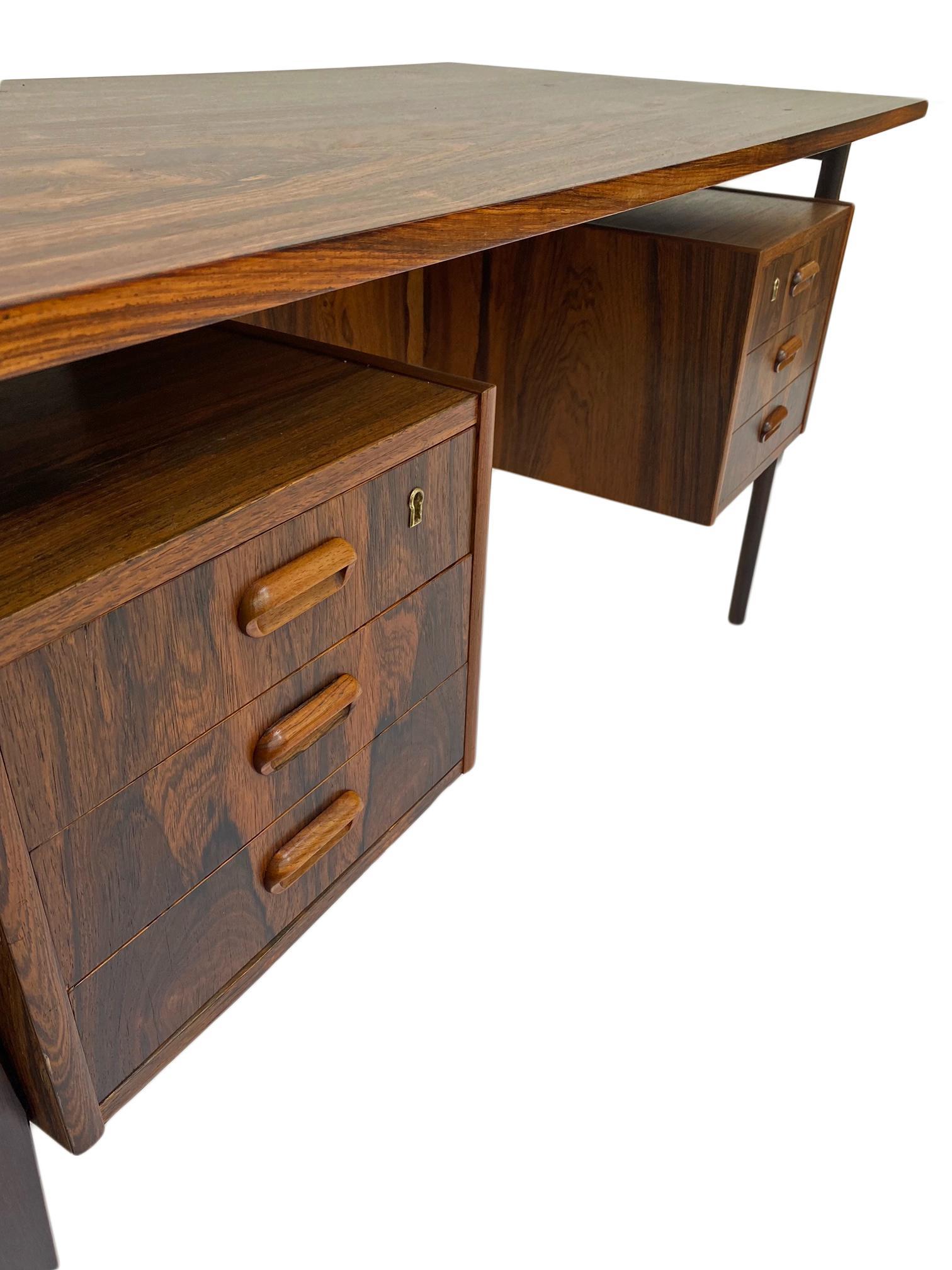 Gunnar Nielsen Rosewood Writing Desk with Floating Top, Denmark, 1960s 13
