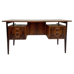 Gunnar Nielsen Rosewood Writing Desk with Floating Top, Denmark, 1960s