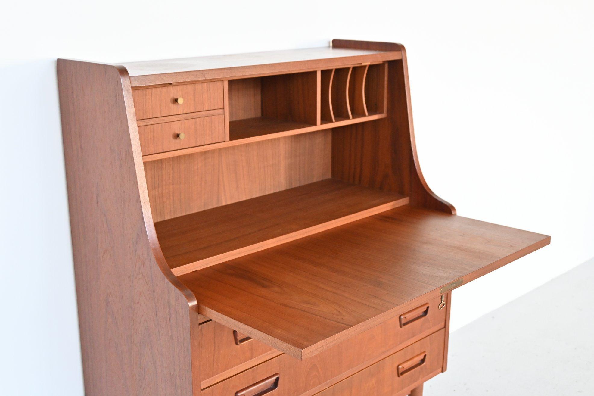 Gunnar Nielsen Tibergaard Teak Secretary Writing Desk, Denmark, 1960 In Good Condition In Etten-Leur, NL