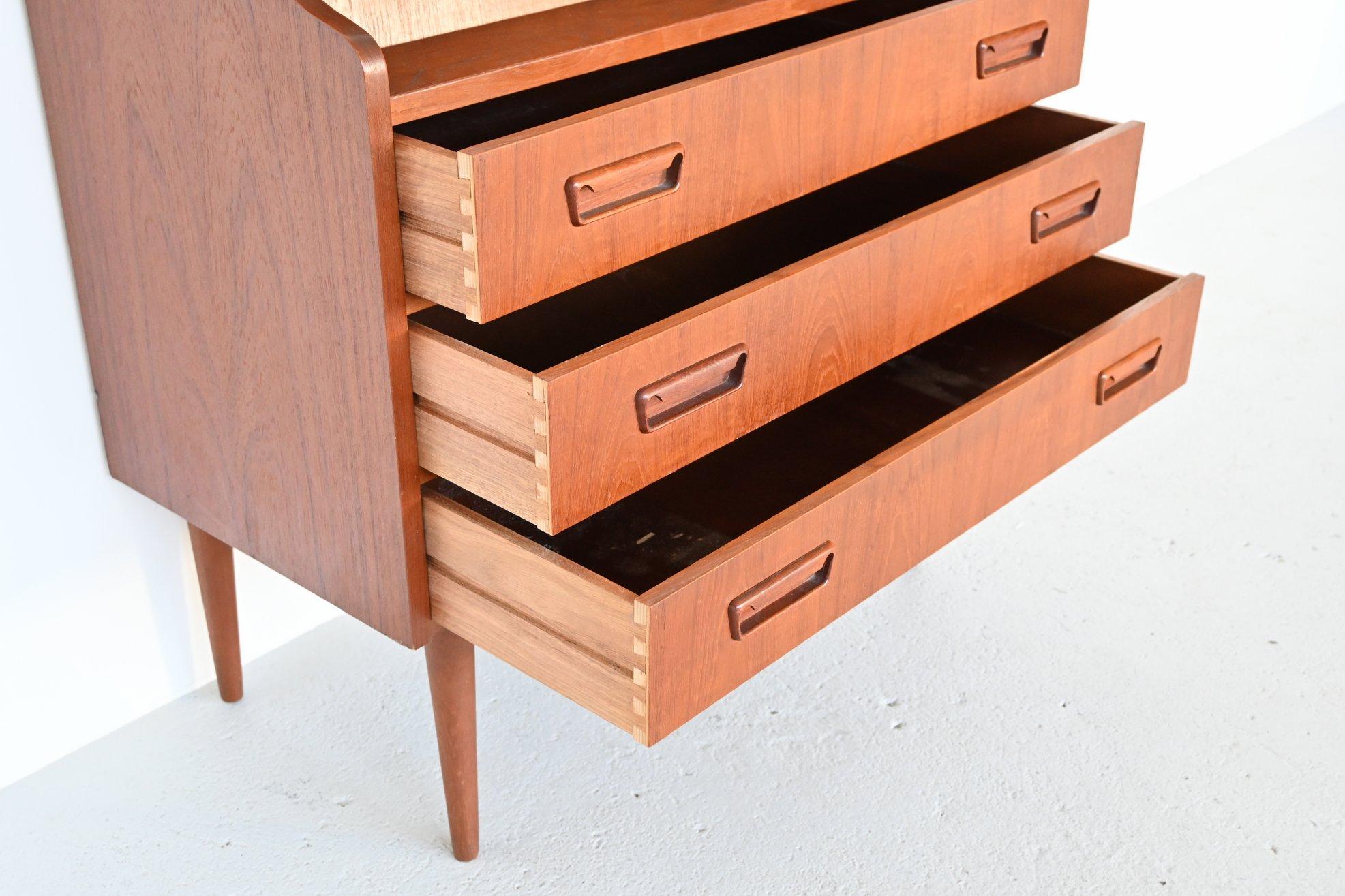 Gunnar Nielsen Tibergaard Teak Secretary Writing Desk, Denmark, 1960 1