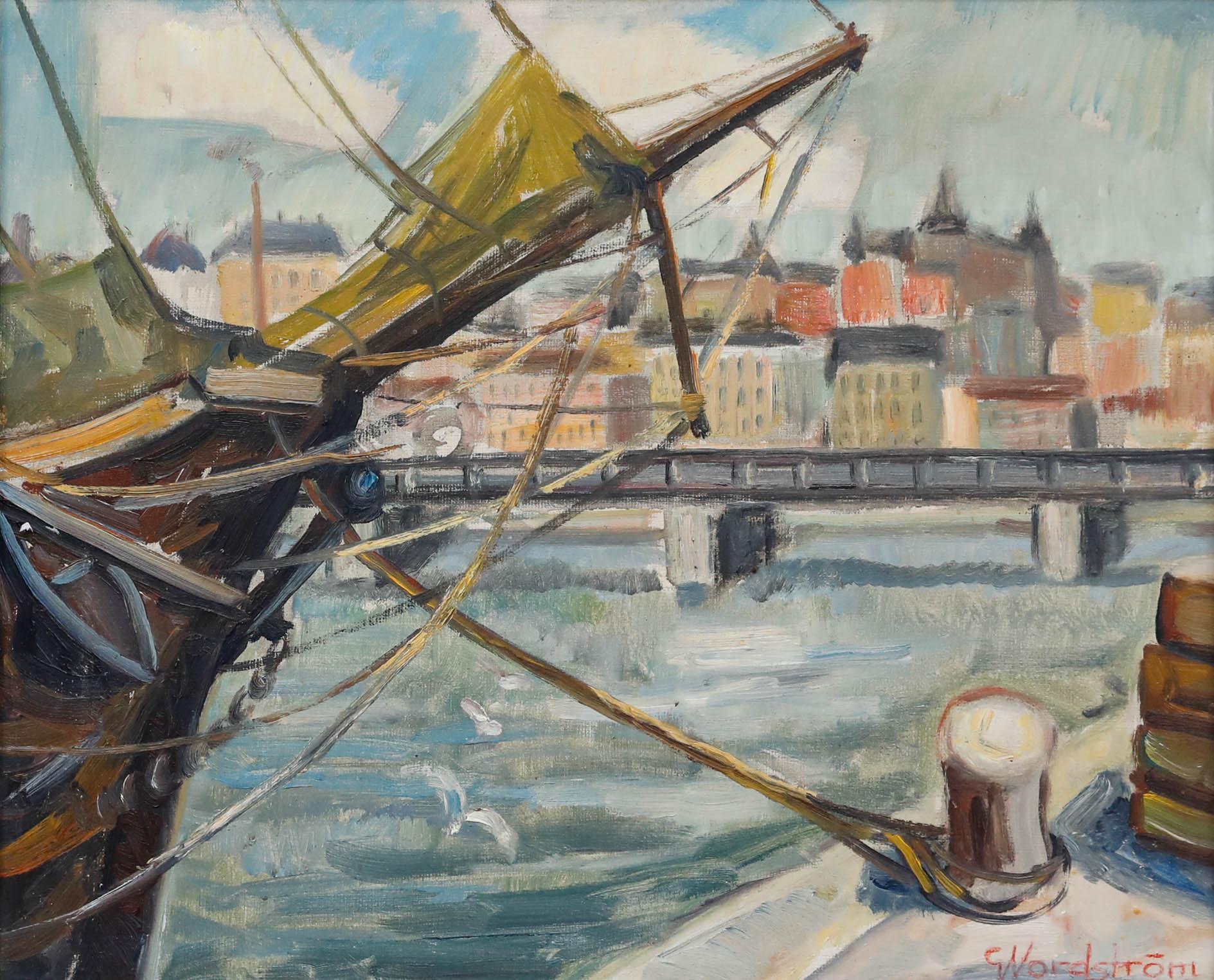 Gunnar Nordström (1921-2014) - Huile encadrée du milieu du XXe siècle, Gréements d'un navire - Painting de Gunnar Nordstrom