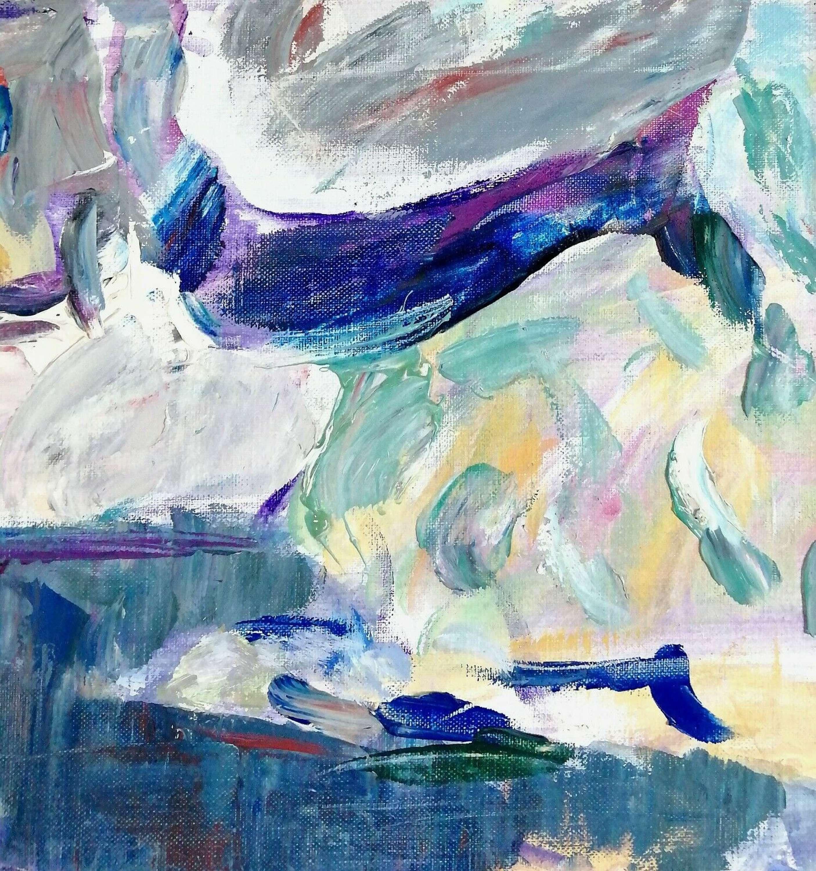 Paesaggio del lago d'inverno - Pittura astratta moderna svedese su tela di grandi dimensioni - Painting Astratto di Gunnar Nordstrom