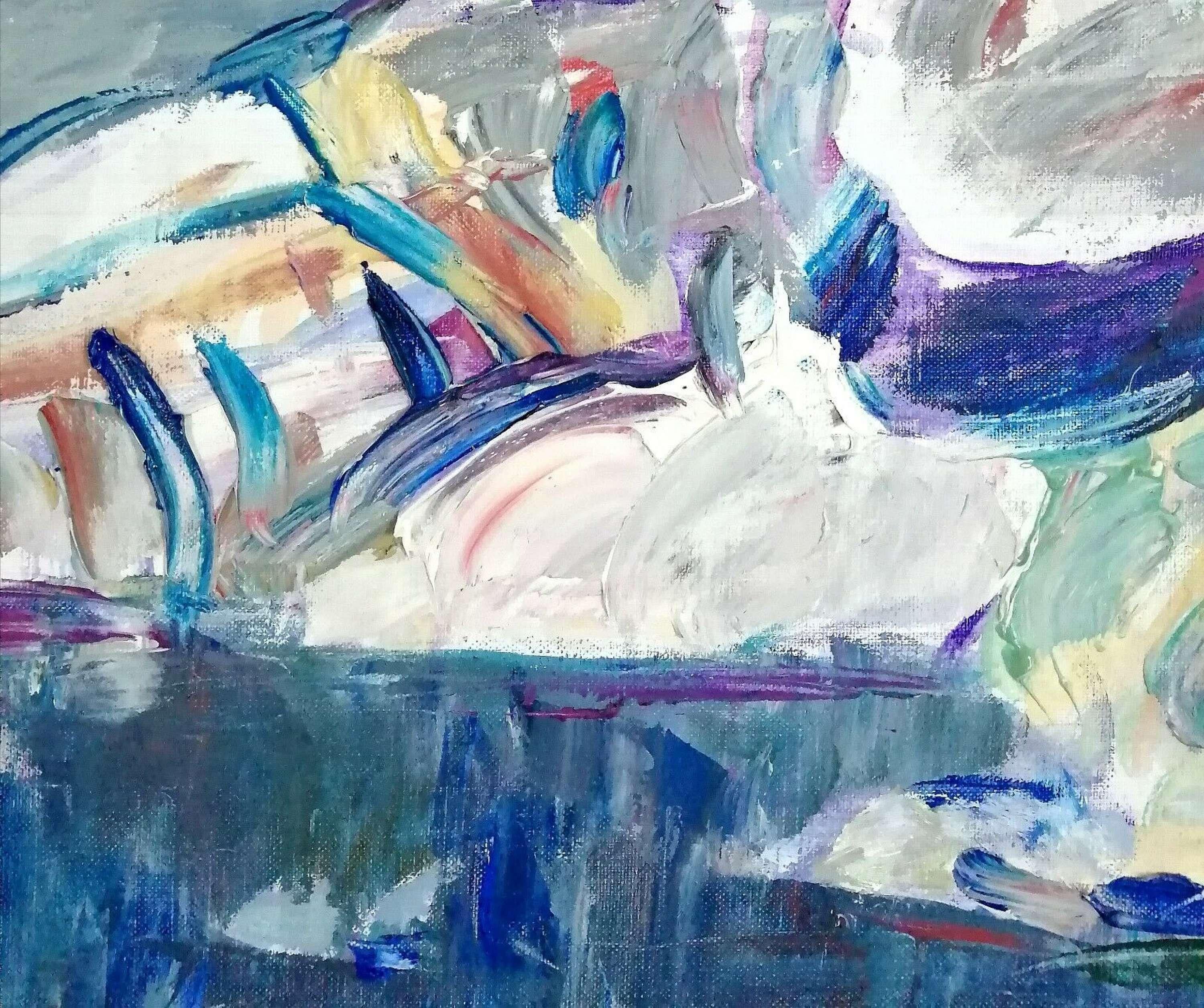 Un bellissimo paesaggio invernale astratto della metà del XX secolo realizzato dall'artista svedese Gunnar Nordstrom. 

Composizione di eccellente qualità e condizione con una pennellata di impasto forte e vibrante. Firmato in basso a destra.
