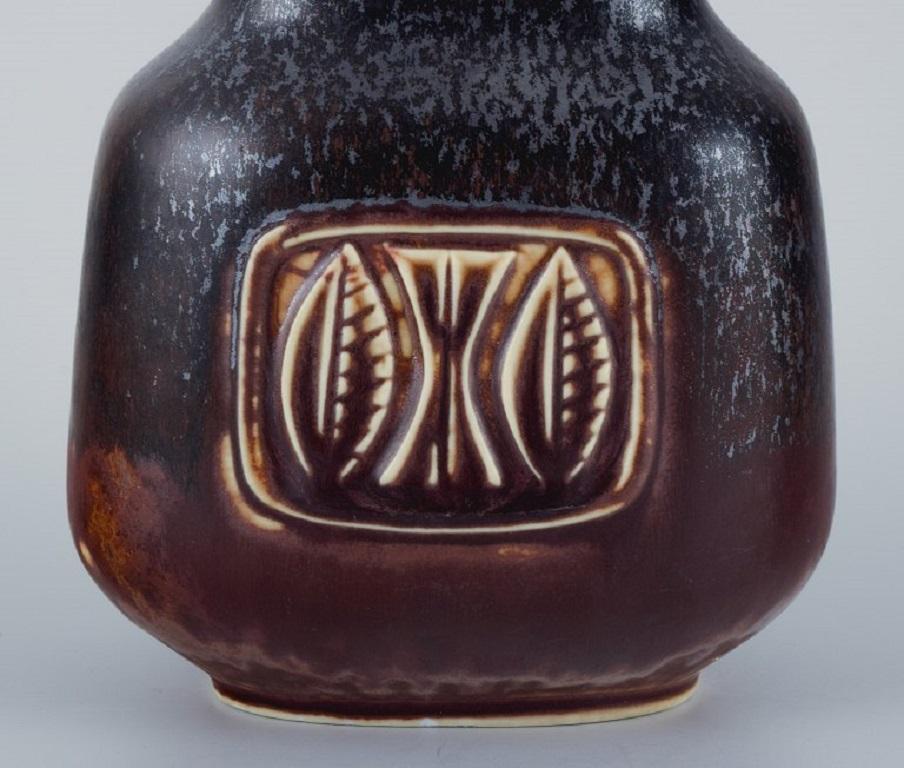 Glazed Gunnar Nyland for Rörstrand, Ceramic Vase with Glaze in Shades of Brown For Sale