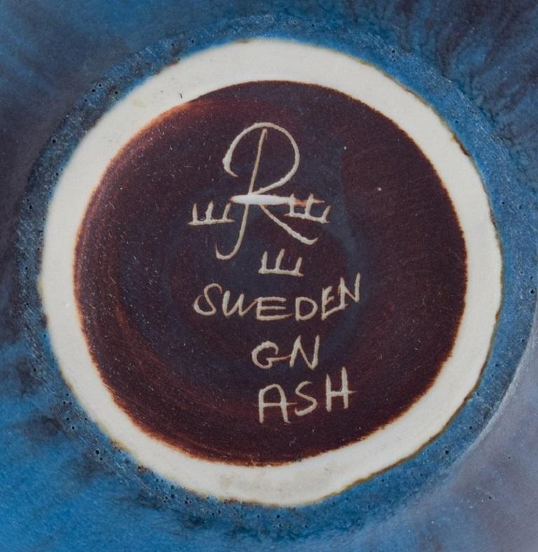 Gunnar Nylund (1904-1997) für Rörstrand, Keramikschale mit blauer und brauner Glasur im Zustand „Hervorragend“ im Angebot in Copenhagen, DK