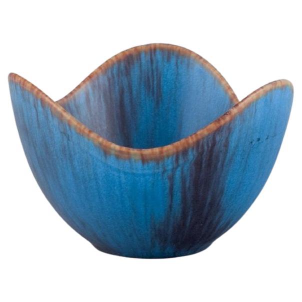 Gunnar Nylund for Rörstrand, Ceramic Bowl in Blue and Brown Glaze